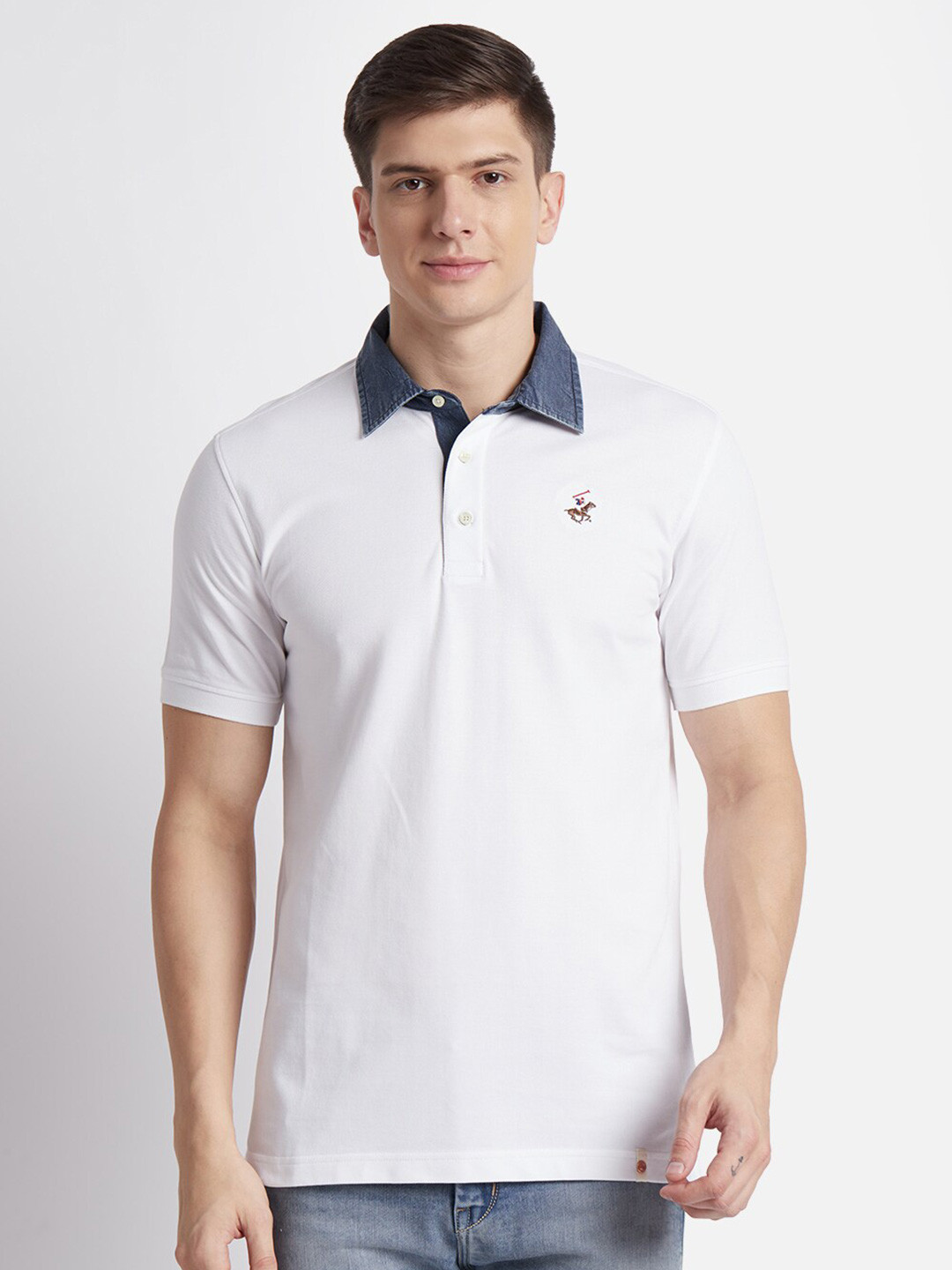 

Beverly Hills Polo Club Polo Collar Pure Cotton Casual T-shirt, White