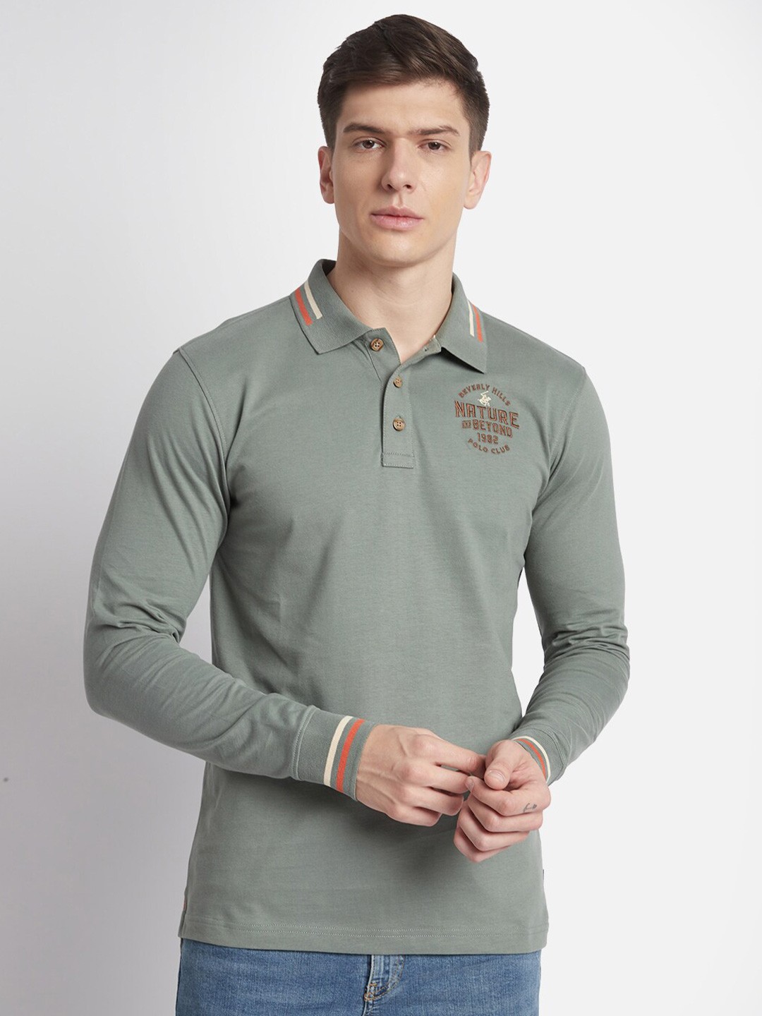 

Beverly Hills Polo Club Polo Collar Regular Fit Cotton T-Shirt, Green