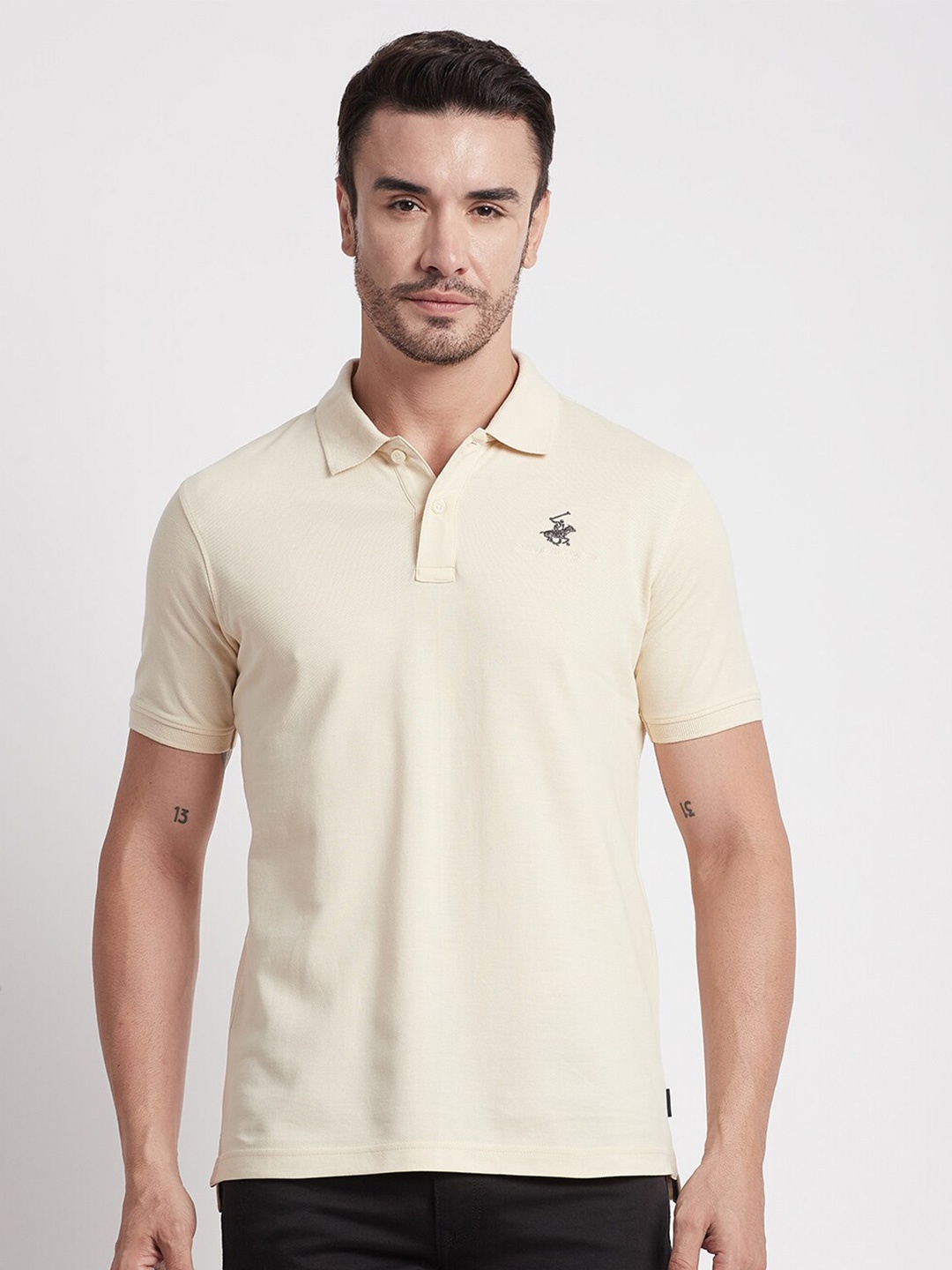 

Beverly Hills Polo Club Polo Collar Pure Cotton T-shirt, Cream