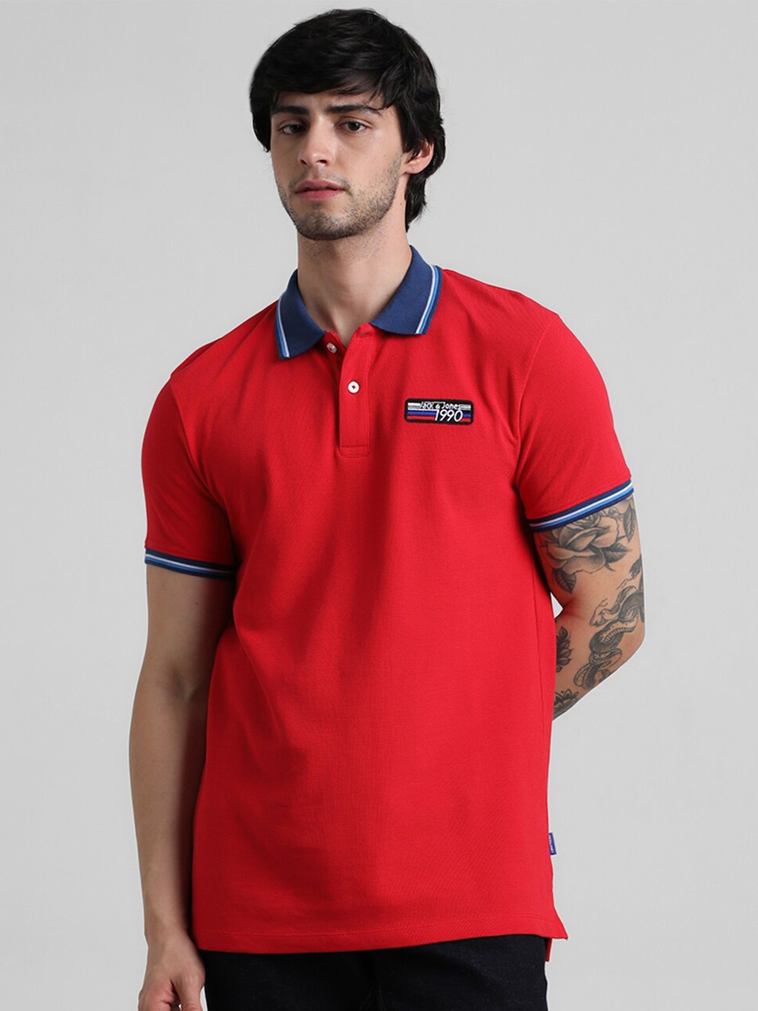 

Jack & Jones Polo Collar Pure Cotton T-shirt, Red