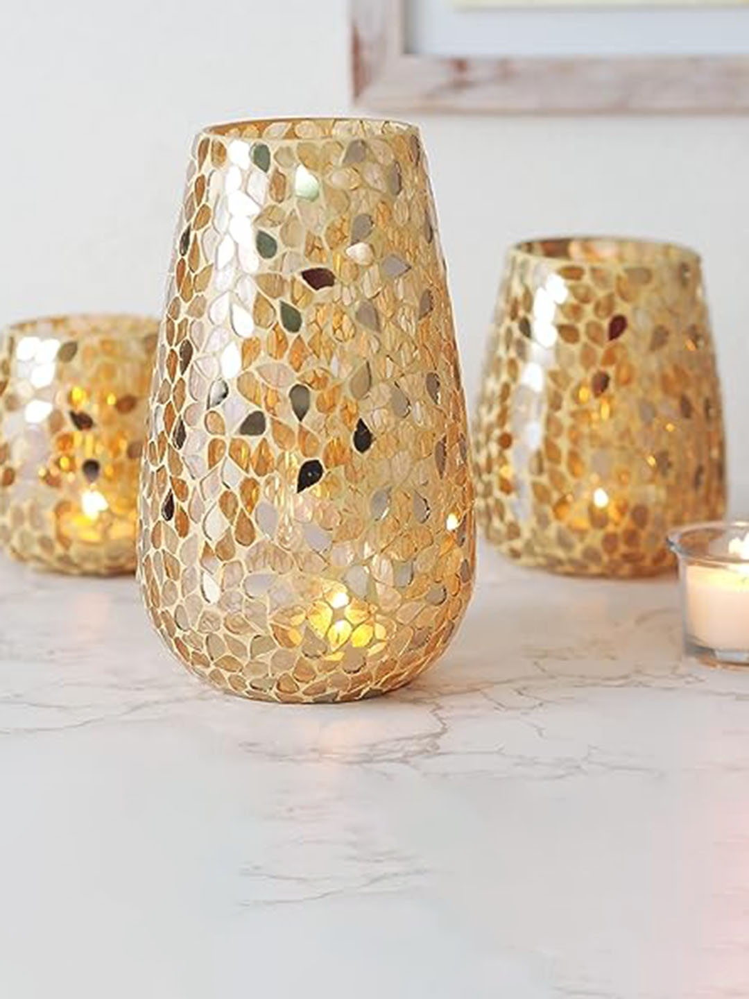 

HOSLEY Gold-colored Tealight Candle Holder