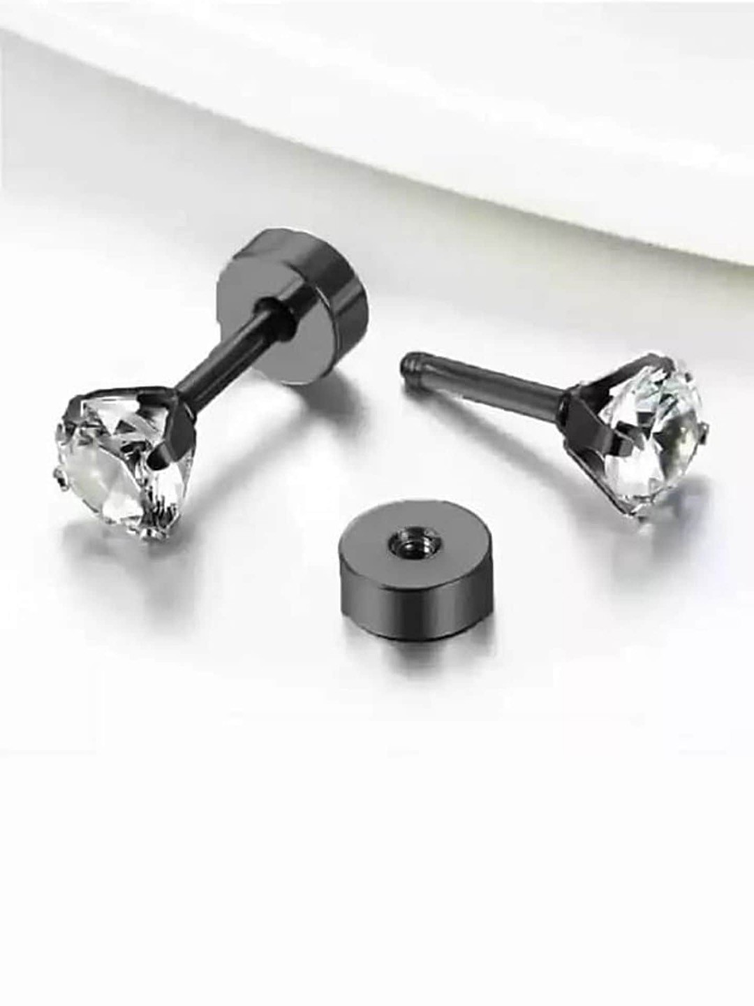 

KRYSTALZ Zircon Studded Circular Studs Earrings, Black