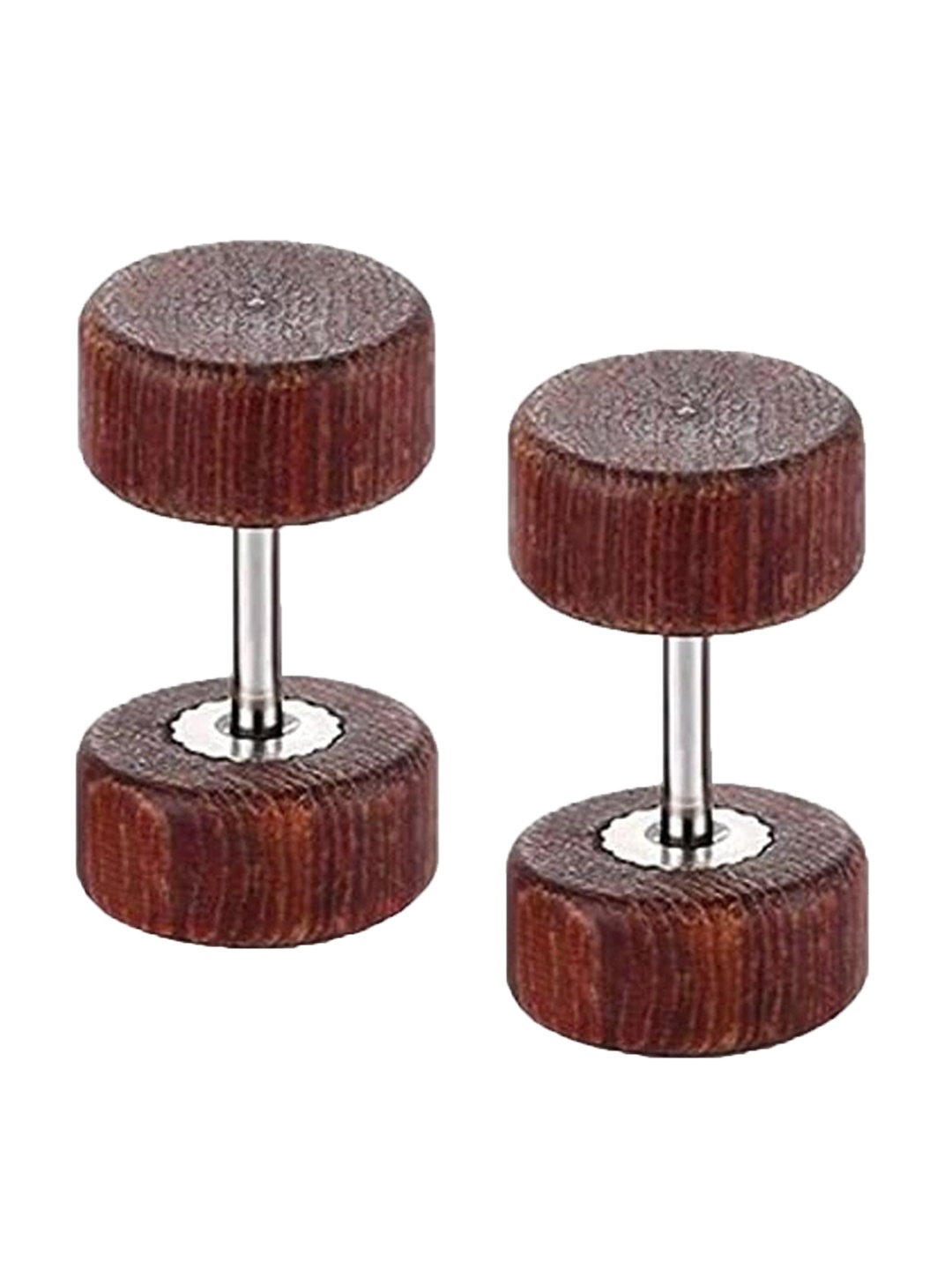 

KRYSTALZ Set Of 2 Wooden Circular Studs, Brown