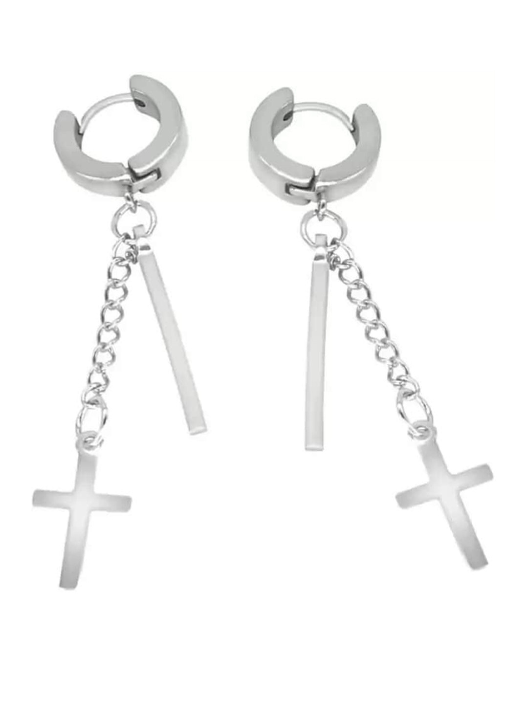 

KRYSTALZ Silver-Plated Geometric Shaped Drop Earrings