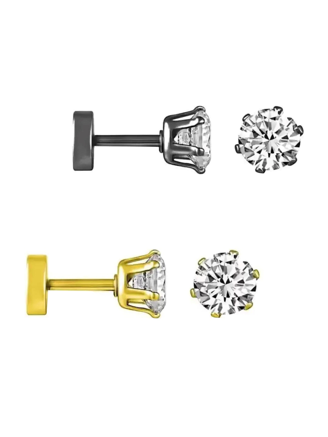 

KRYSTALZ Mens Circular Studs Earrings, Black