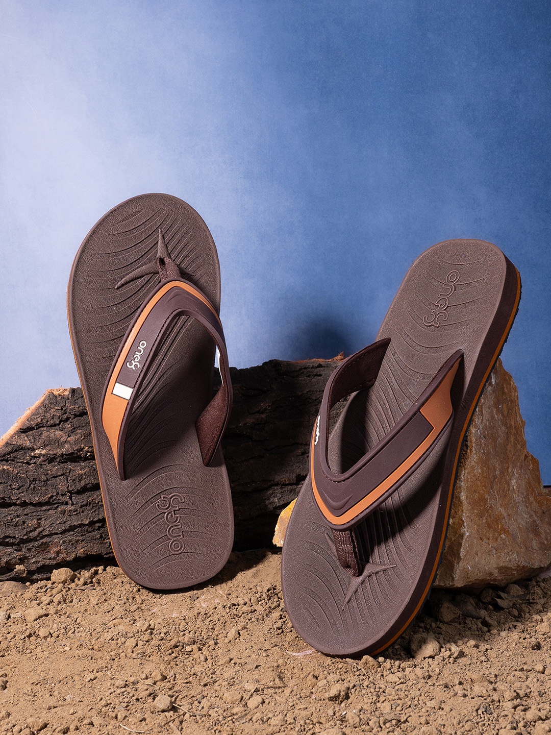 

One8 Men Anti-Skid Sole Water Resistant Thong Flip-Flops, Brown