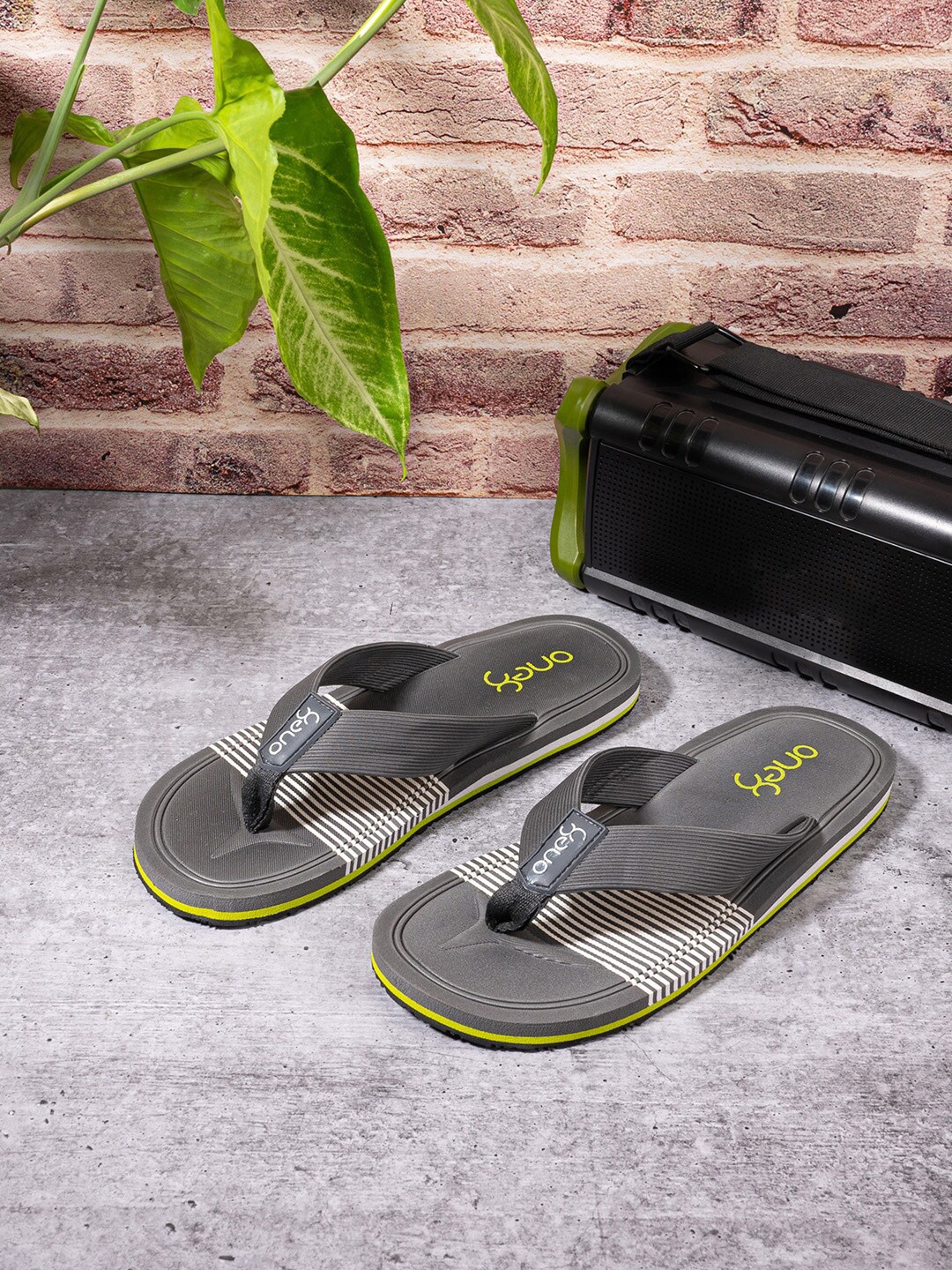 

One8 Men Anti-Skid Sole Water Resistant Thong Flip-Flops, Grey