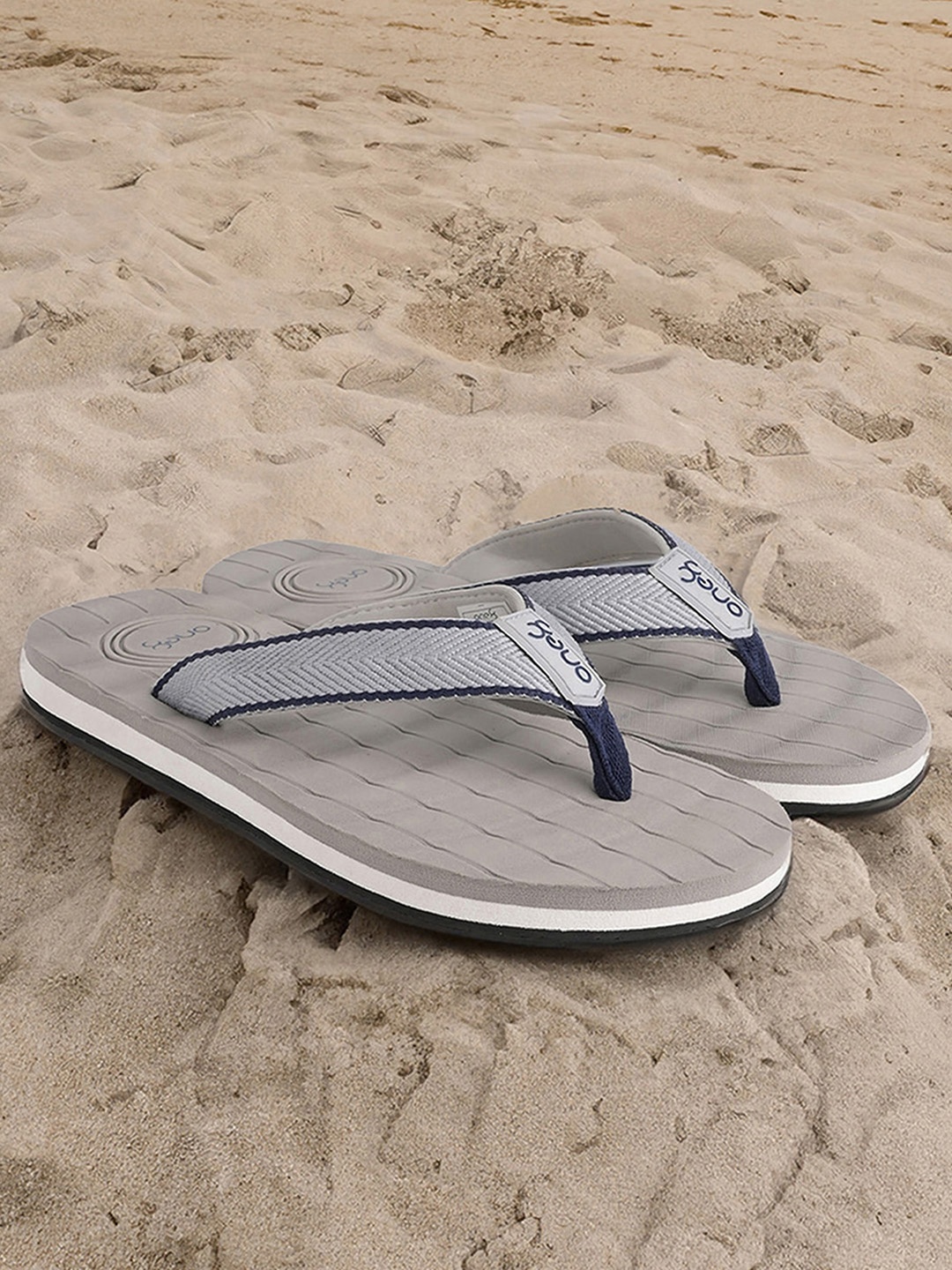 

One8 Men Anti-Skid Sole Water Resistant Thong Flip-Flops, Grey