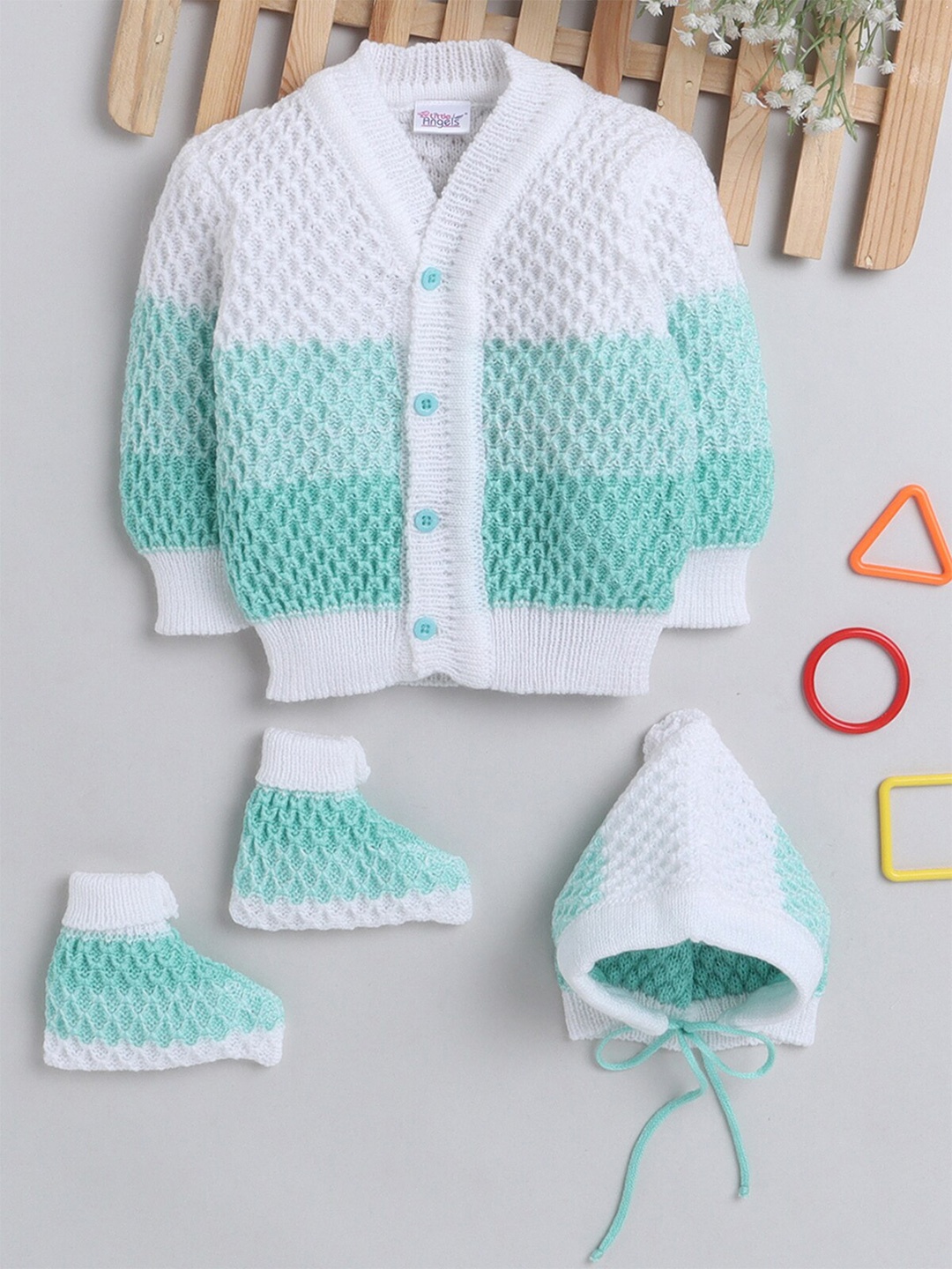 

Little Angels Kids Self Design Cable Knit Cardigan, White