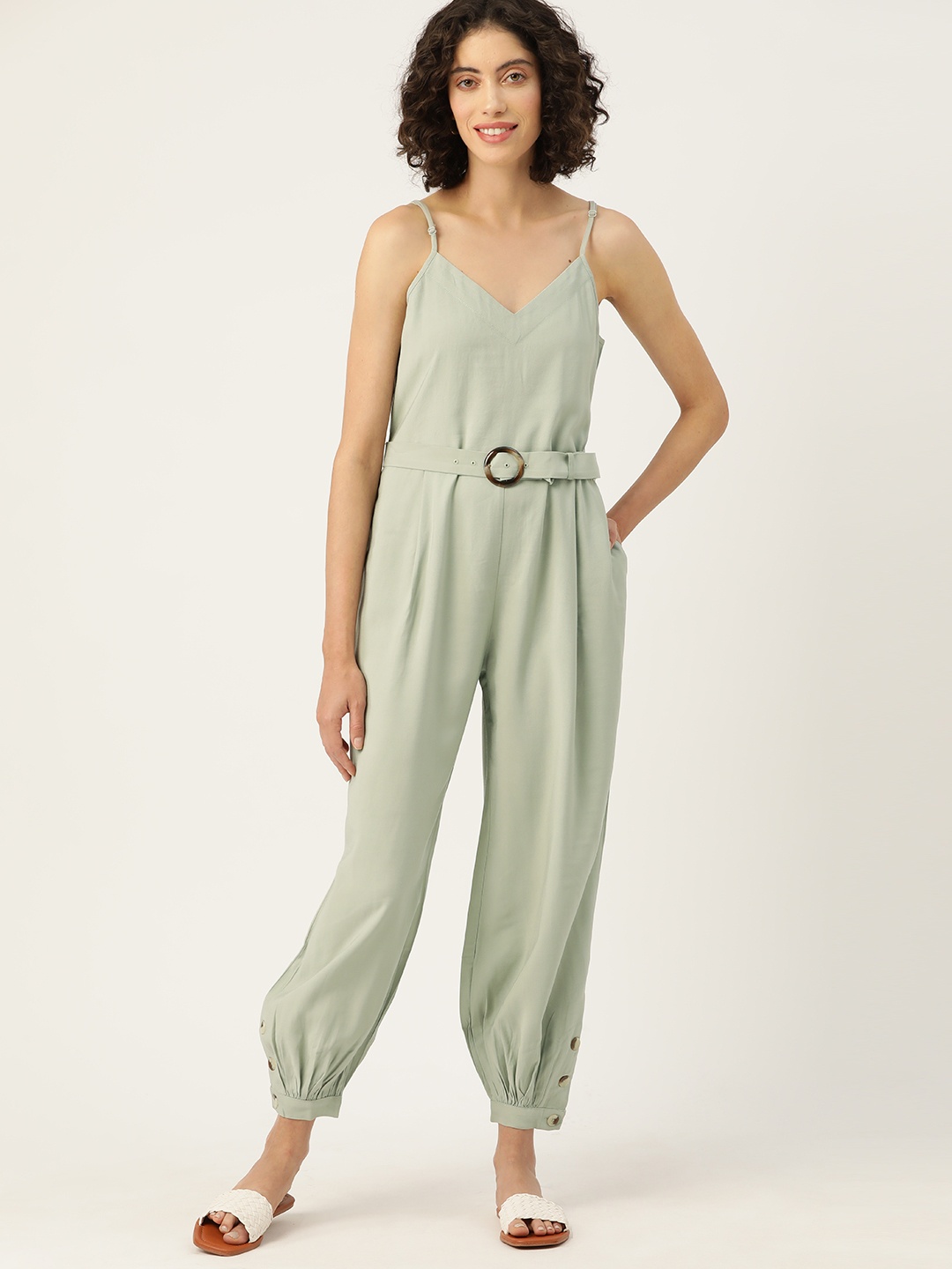 

Mast & Harbour Solid Basic Jumpsuit, Green