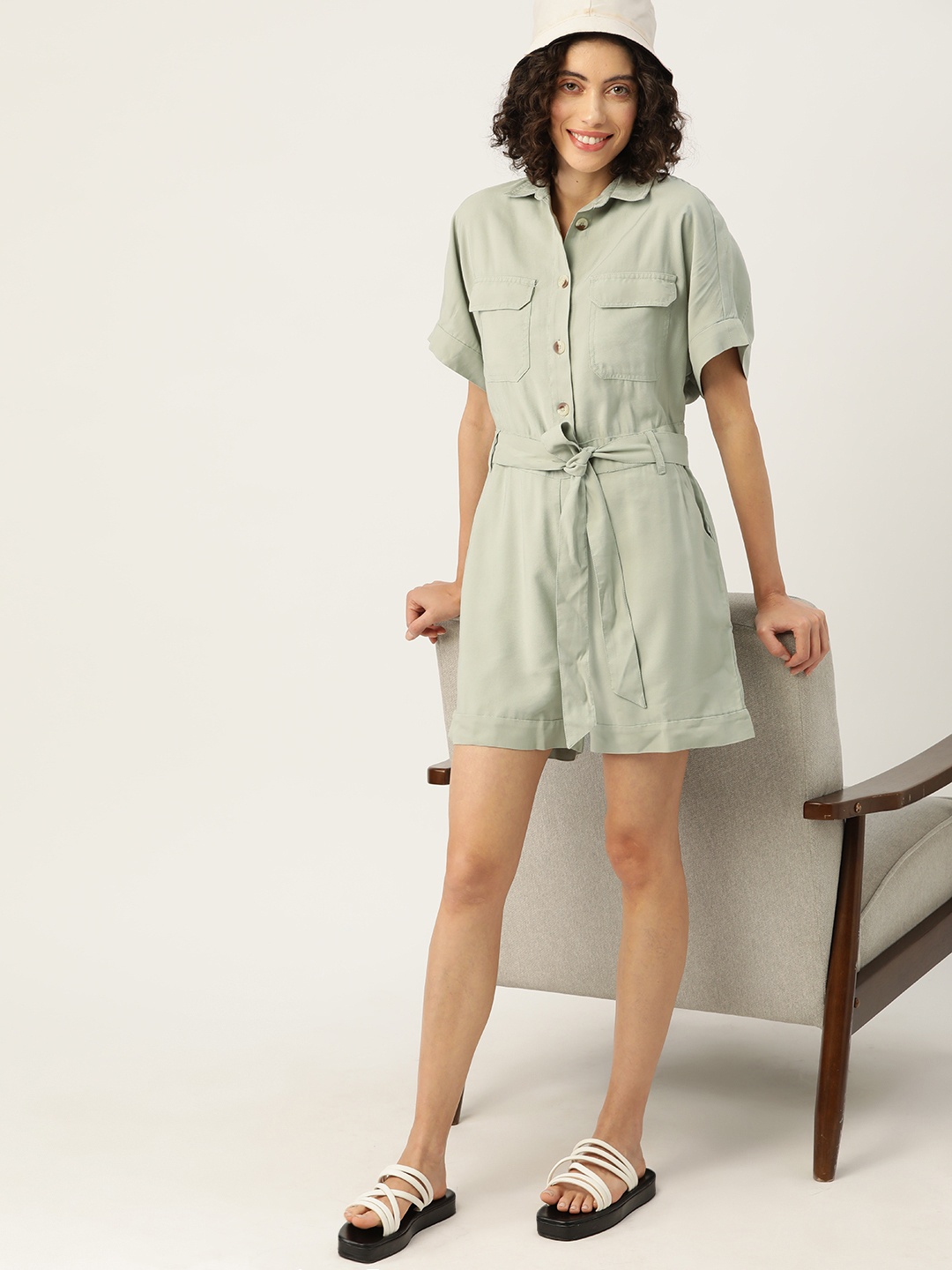 

Mast & Harbour Solid Jumpsuit, Green