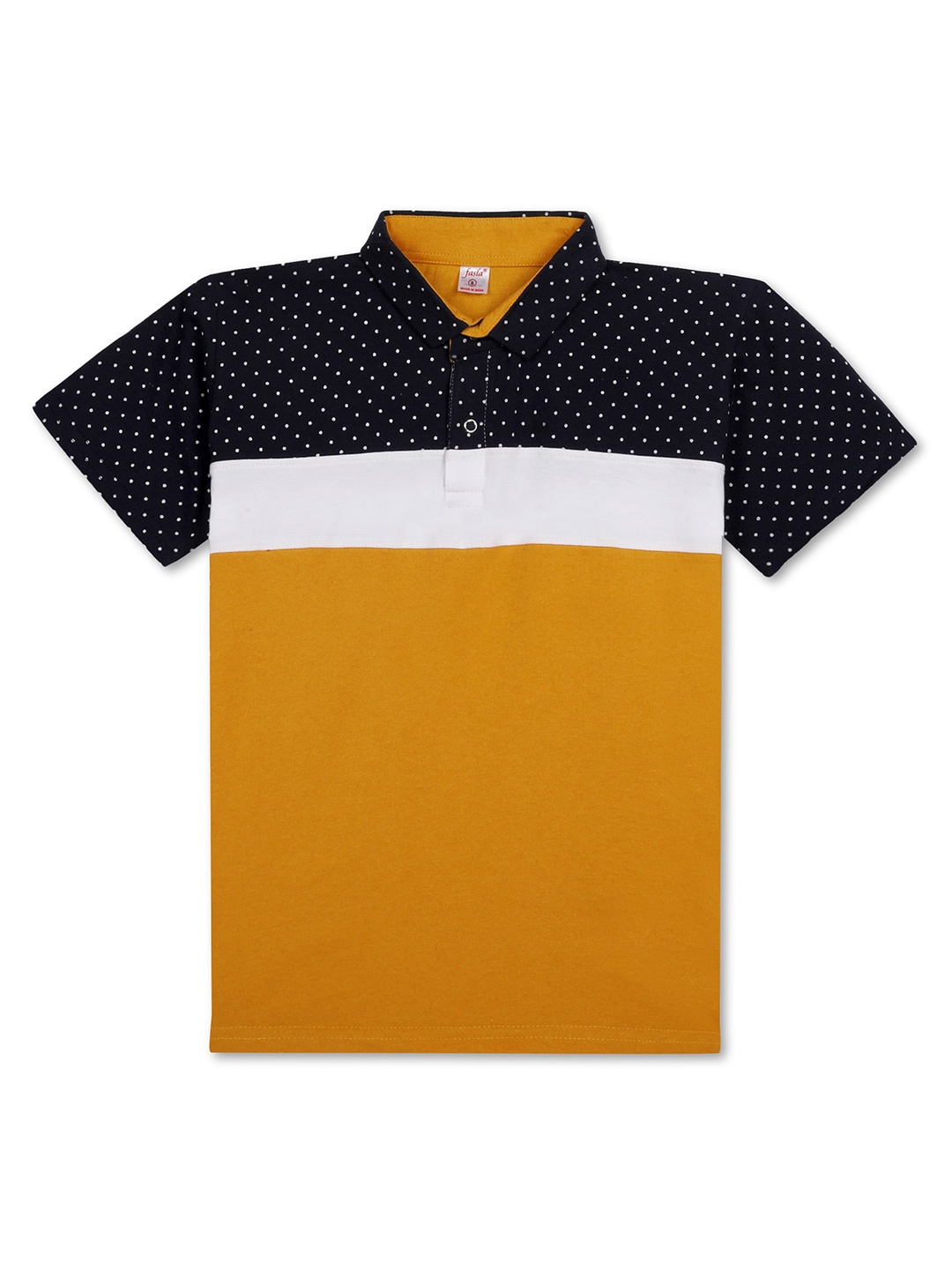 

BAESD Boys Colourblocked Polo Collar Regular Fit Casual T-shirt, Mustard