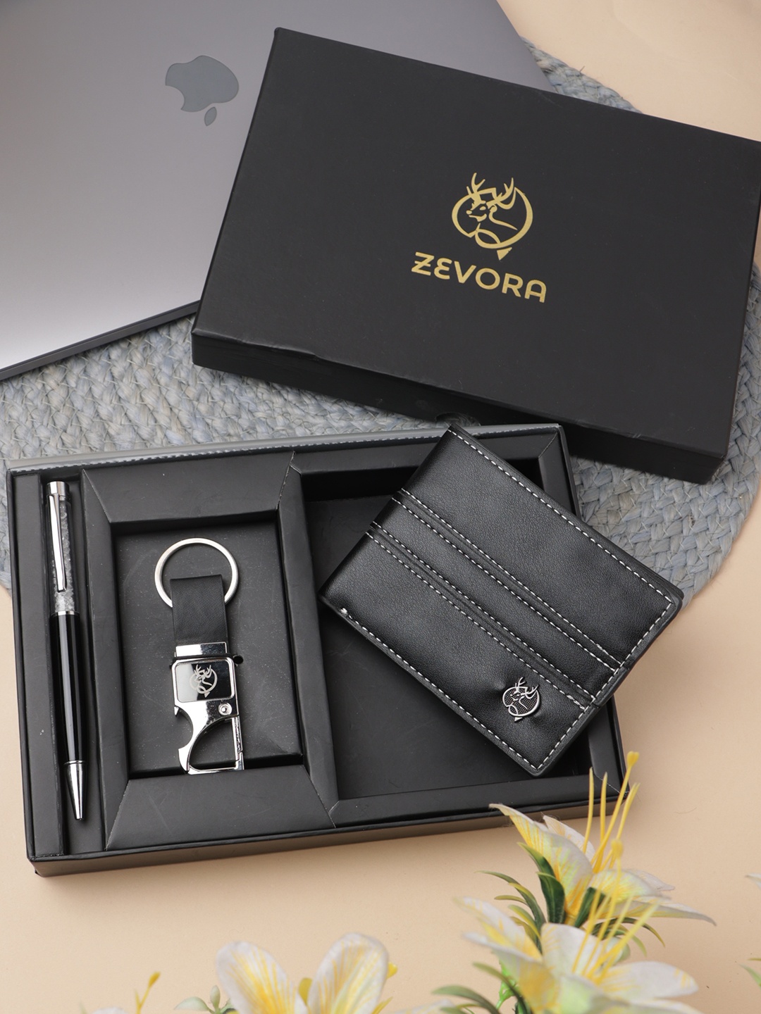 

ZEVORA Men Leather Accessory Gift Set, Black