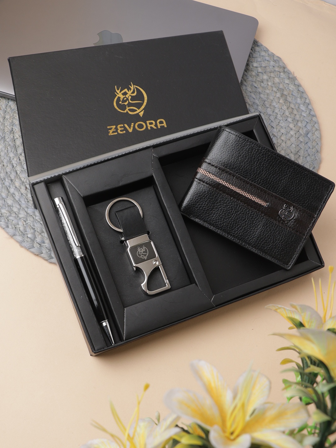 

ZEVORA Men Leather Accessory Gift Set, Black