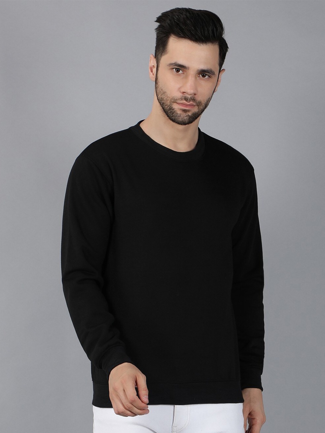 

Fashion And Youth Round Neck Long Sleeves Sweatshirt, Black