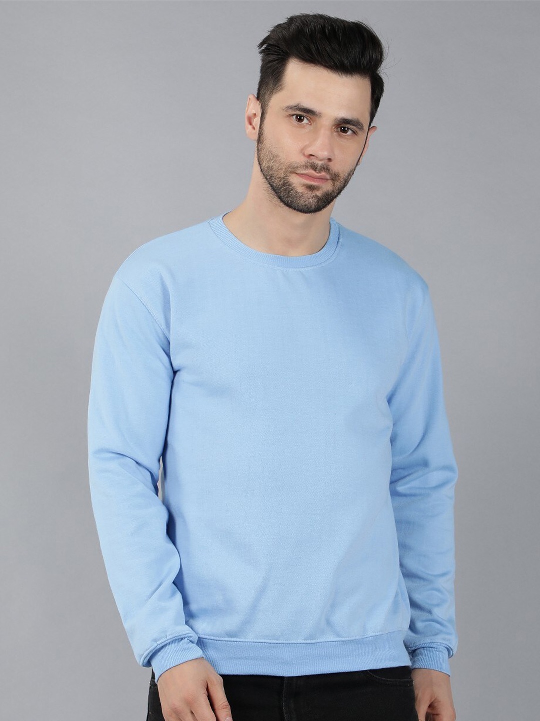 

Fashion And Youth Round Neck Fleece Pullover Sweatshirt, Blue