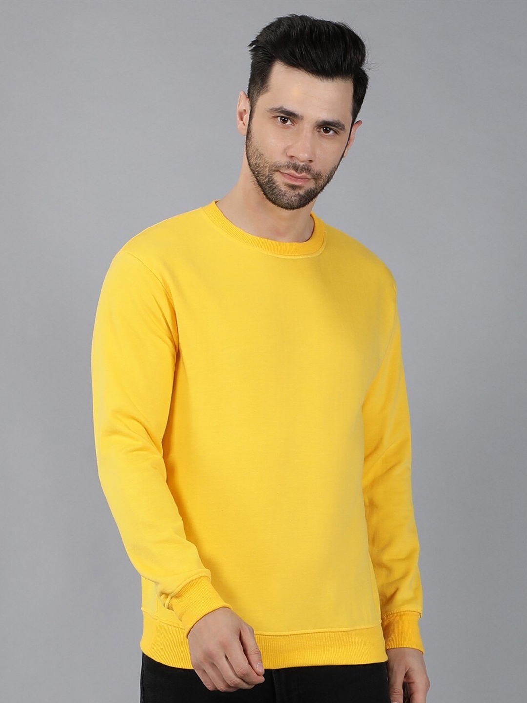 

Fashion And Youth Round Neck Fleece Sweatshirt, Yellow