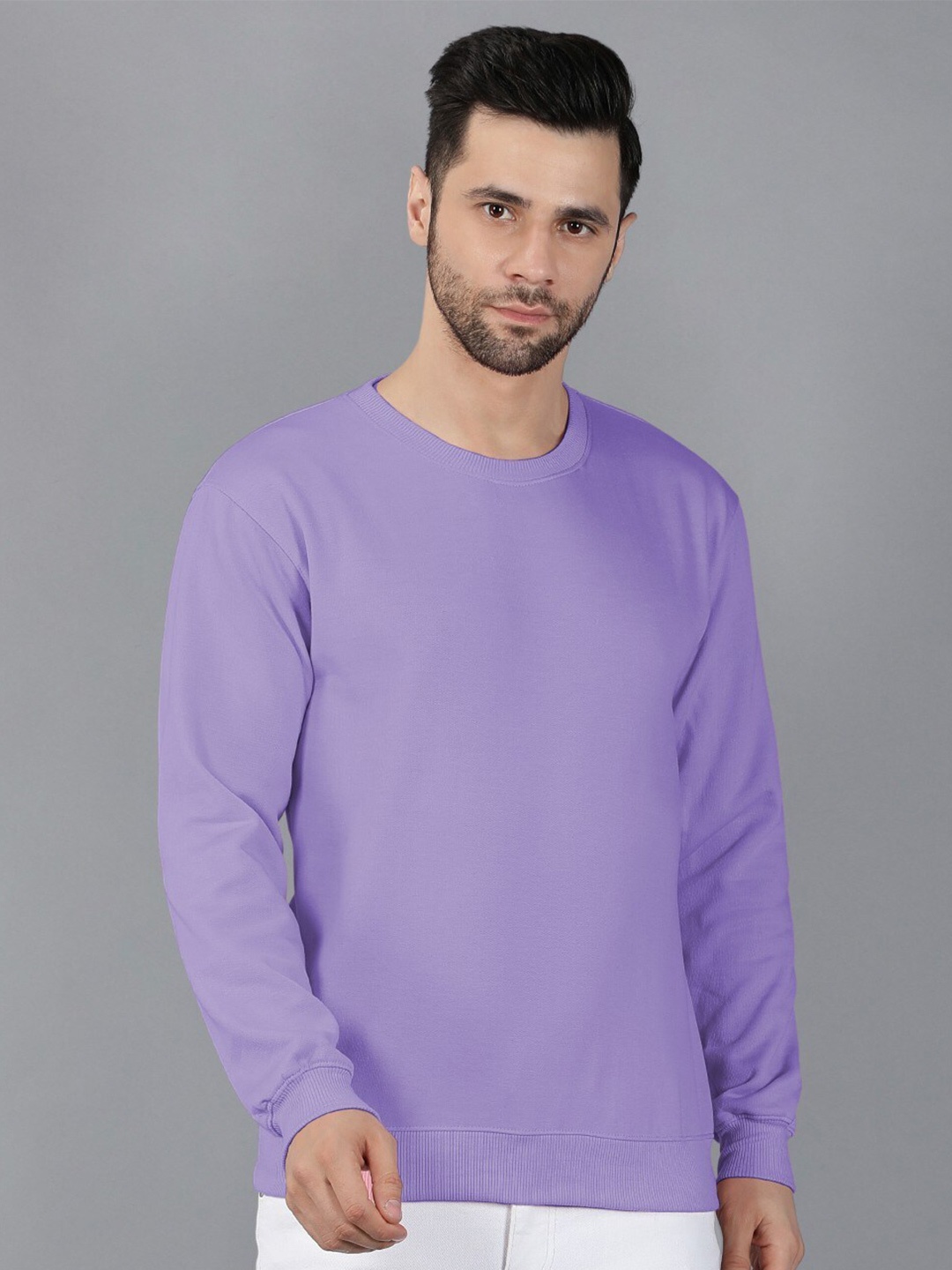 

Fashion And Youth Round Neck Long Sleeves Sweatshirt, Lavender