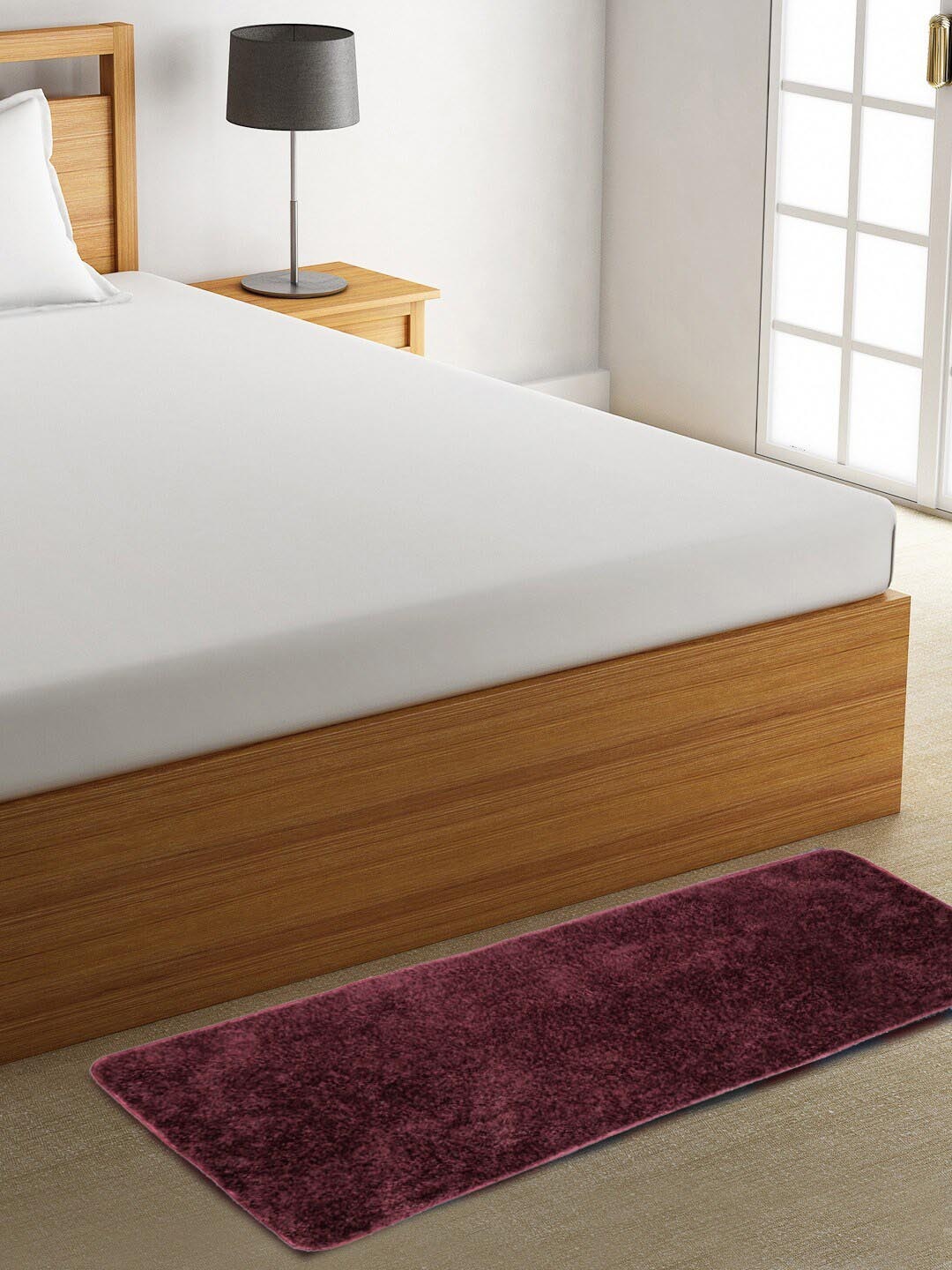 

FABINALIV Maroon Textured Rectangle Floor Runner