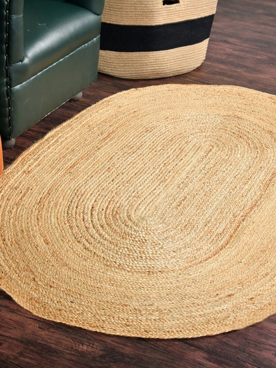 

HOMEMONDE Beige Braided Jute Reversible Carpet