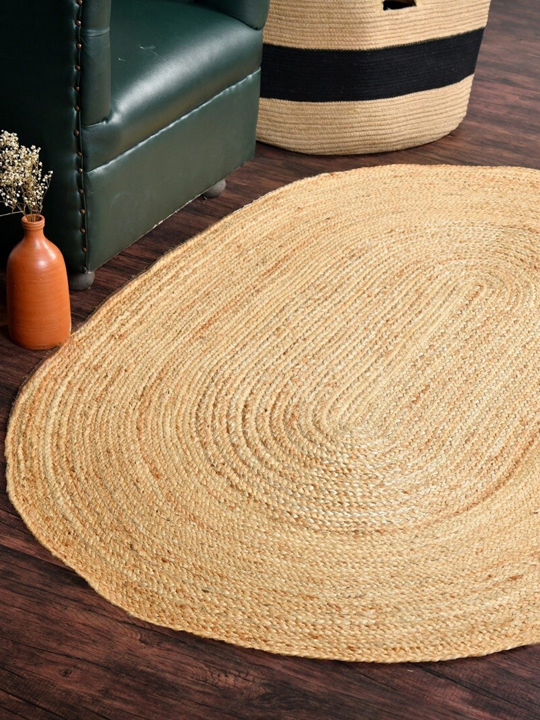 

HOMEMONDE Beige Braided Jute Reversible Carpet