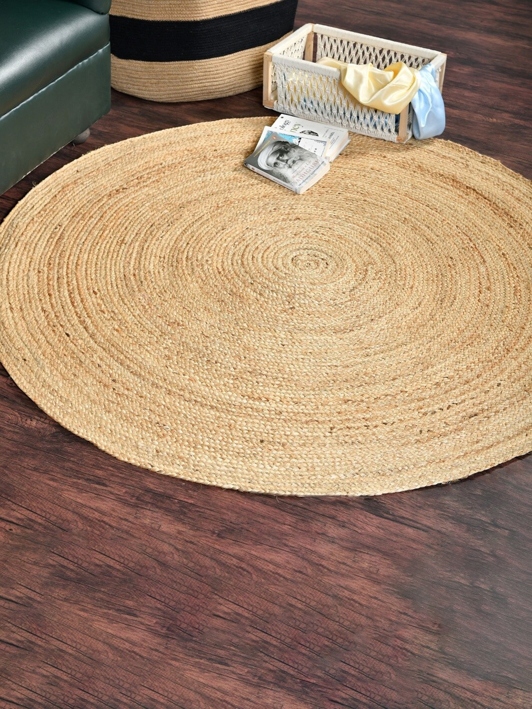 

HOMEMONDE Beige Braided Jute Reversible Carpet