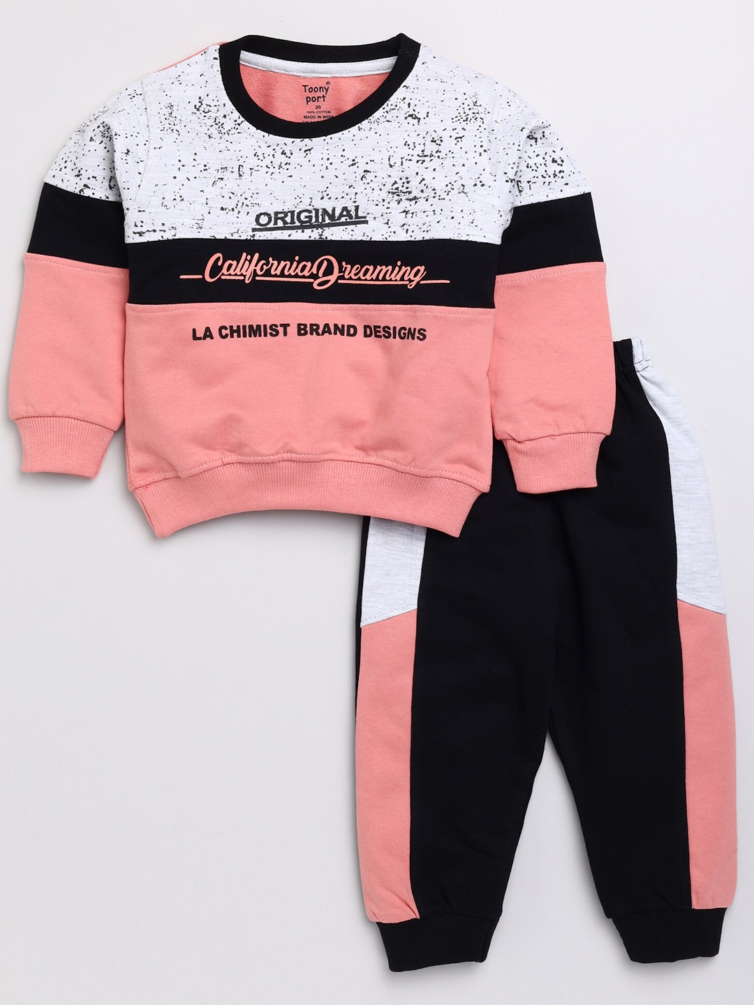 

Toonyport Boys Colourblocked T-shirt with Trousers, Pink