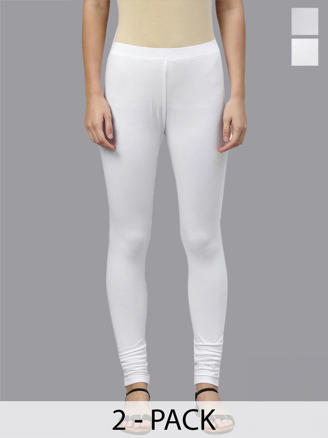 

Kryptic Pack Of 2 Stretchable Churidar-length Leggings, White