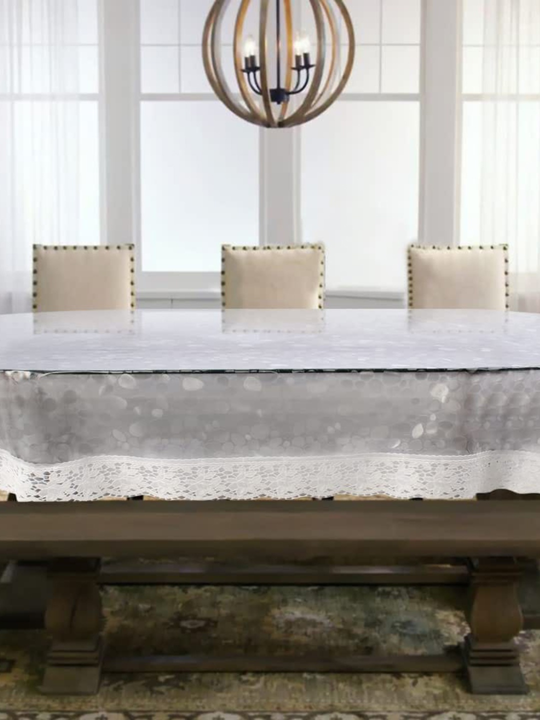 

Dakshya Industries White Printed 6-Seater Table Cover