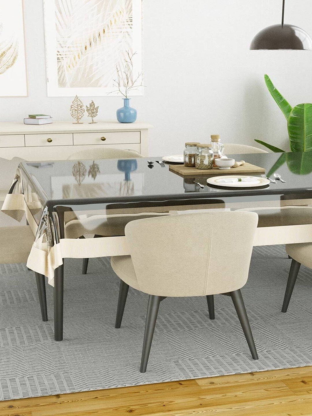 

Dakshya Industries Transparent Self-Designed 6-Seater Table Cover