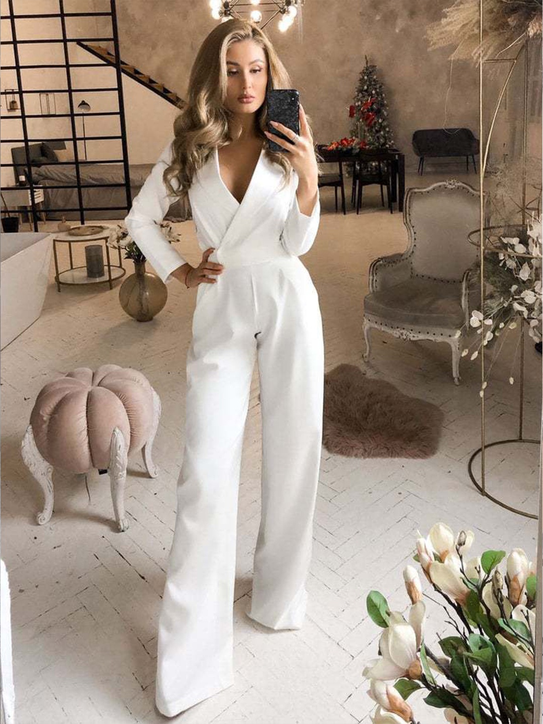 

StyleCast White Basic Jumpsuit