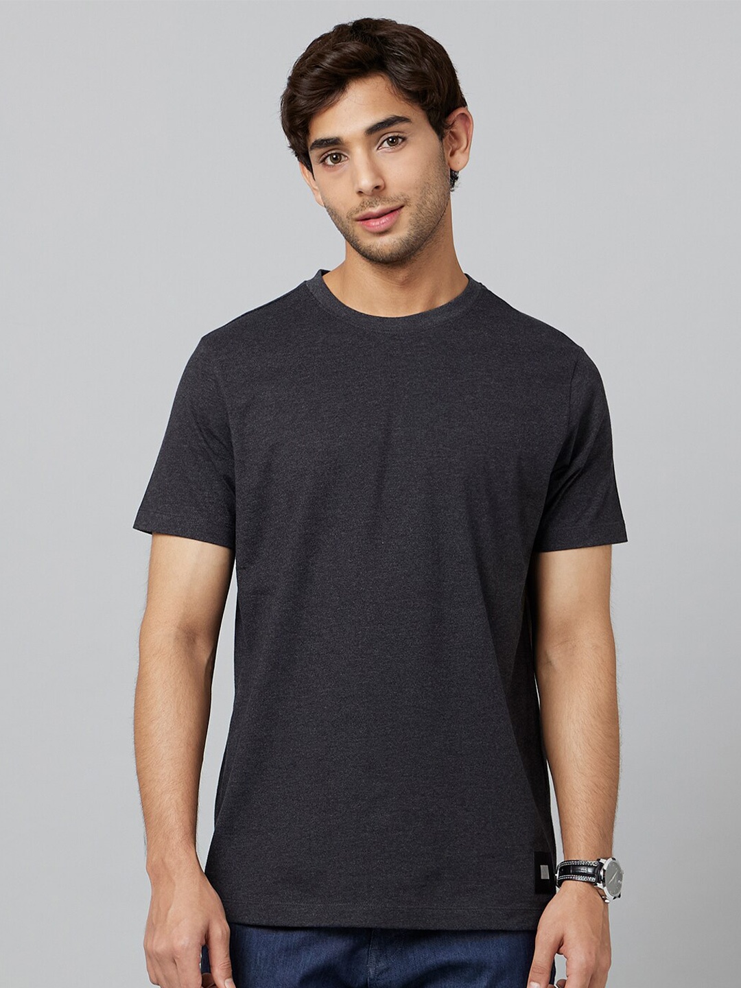 

Smugglerz Short Sleeves Antimicrobial Cotton T-shirt, Grey
