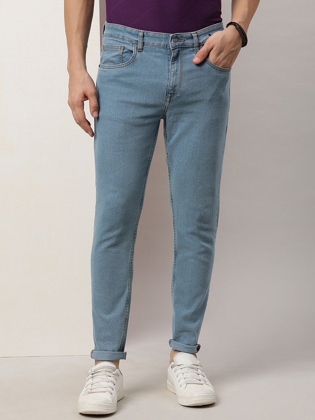 

Old Grey Men Slim Fit Cotton Jeans, Blue