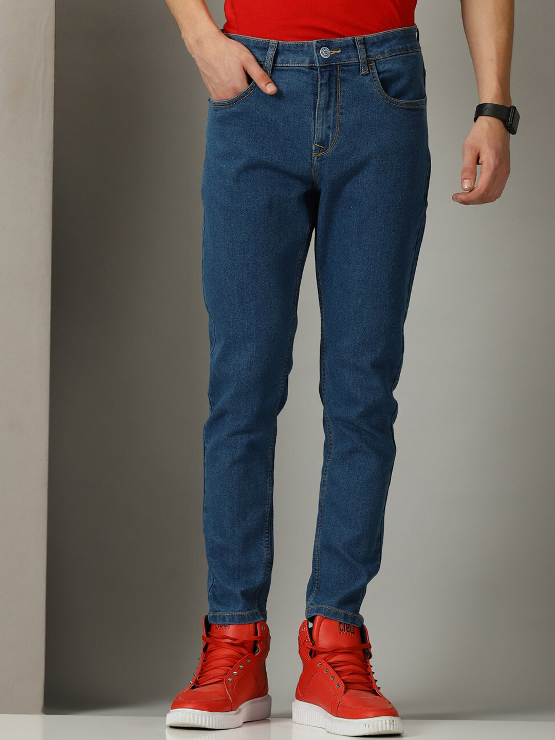 

Old Grey Men Slim Fit Comfort Mid Rise Denim Jeans Stretchable Jeans, Blue