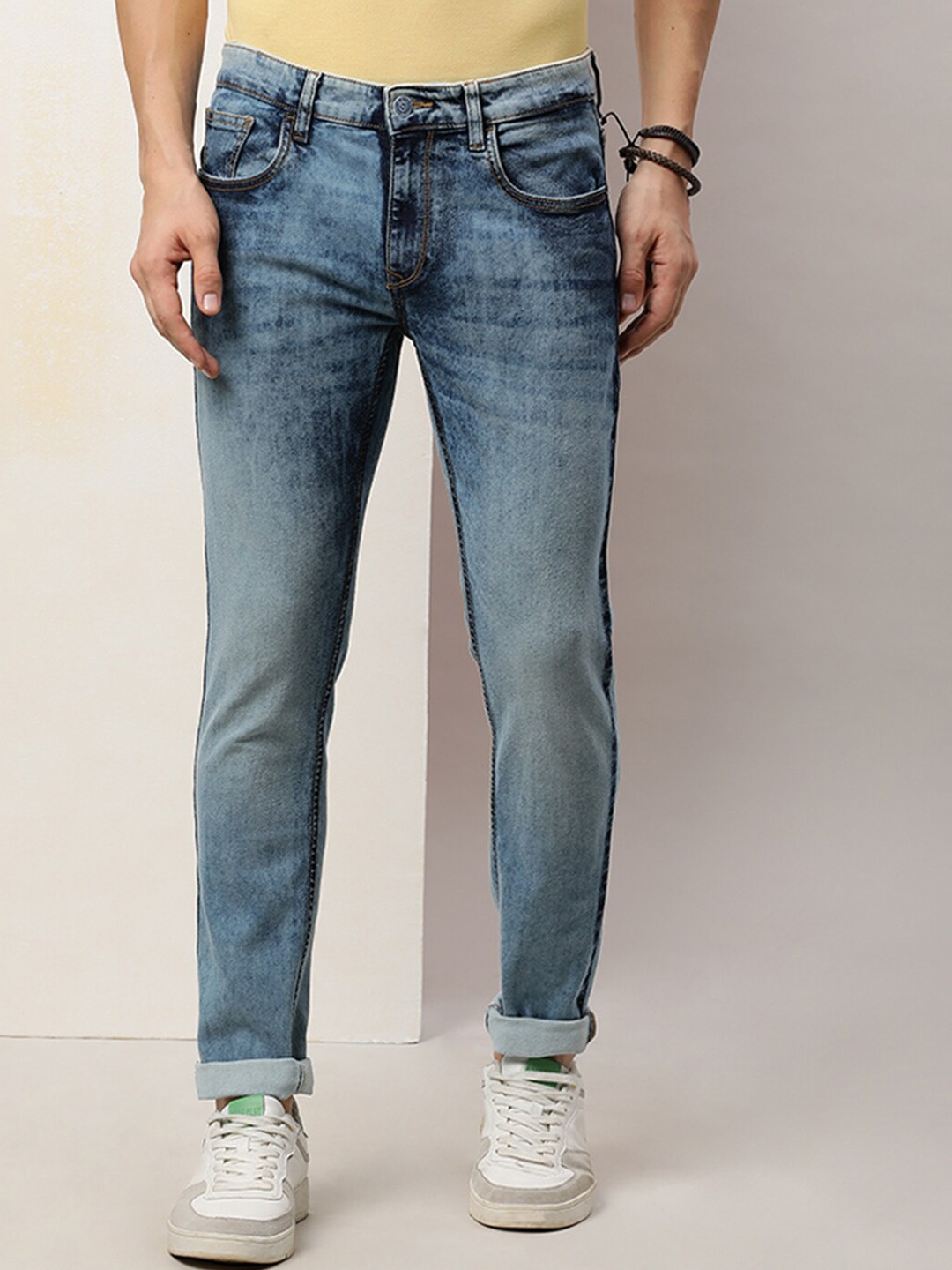 

Old Grey Men Blue Slim Fit Mid-Rise Stretchable Jeans