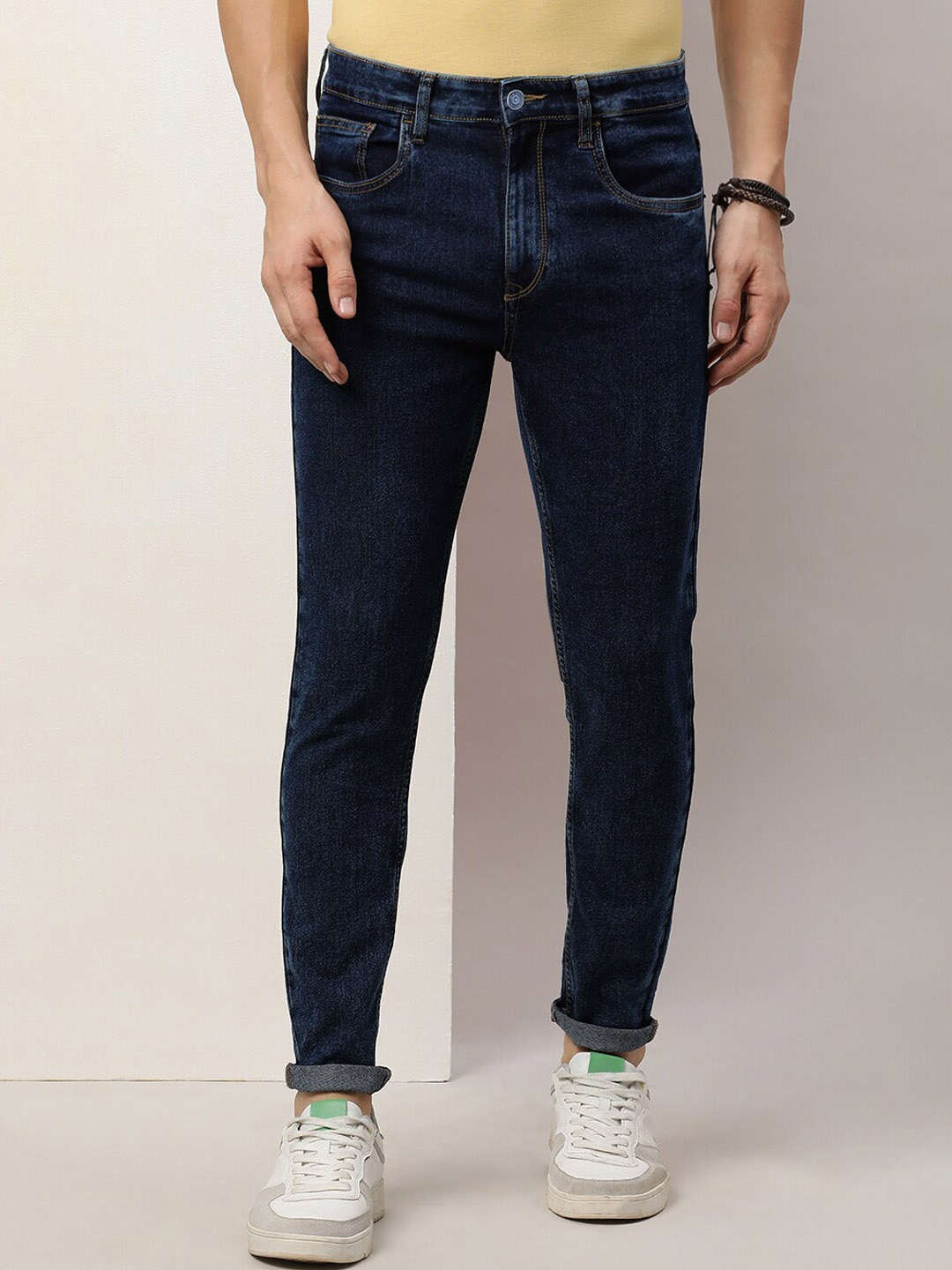 

Old Grey Men Slim Fit Mid-Rise Clean Look Stretchable Cotton Jeans, Blue