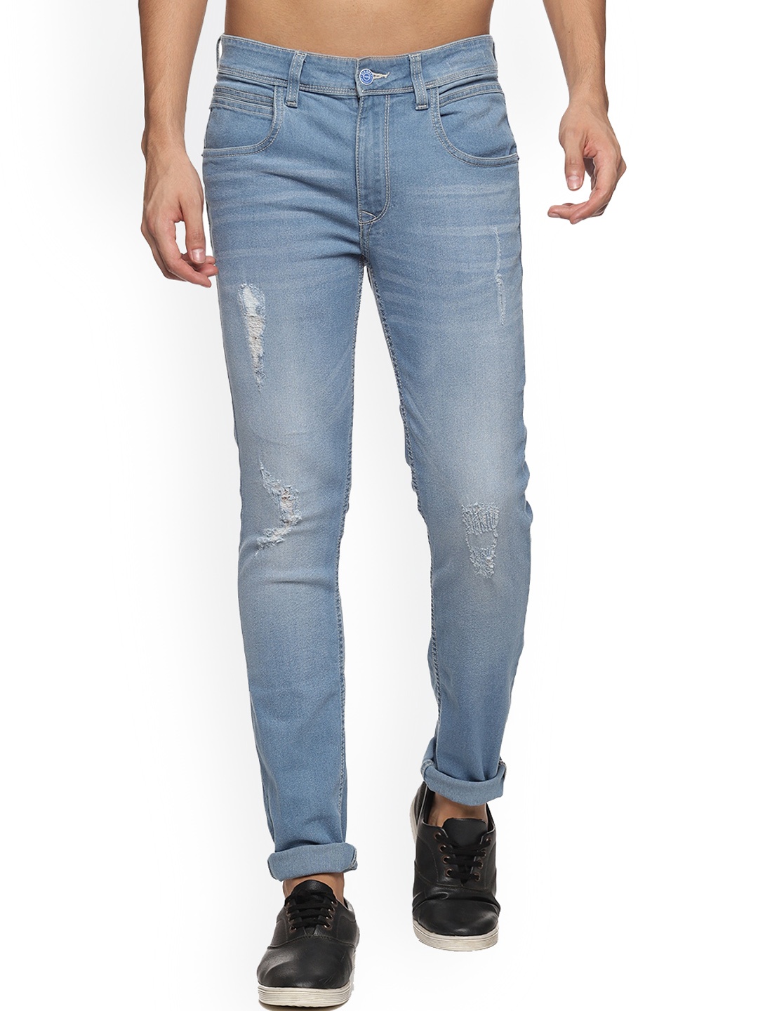 

Old Grey Men Mildly Distressed Mid-Rise Light Fade Jeans, Blue