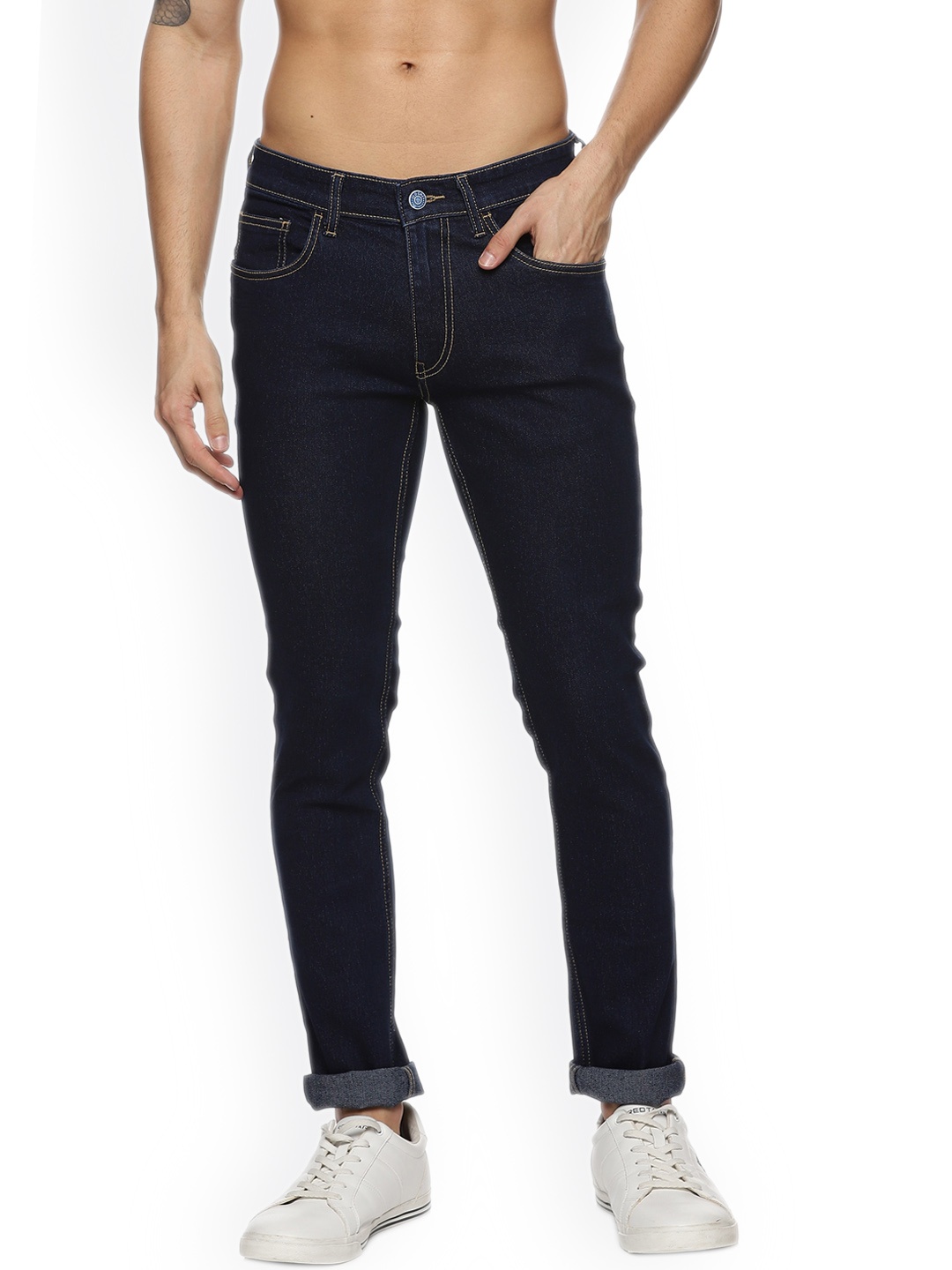 

Old Grey Men Slim Fit Mid-Rise Clean Look Stretchable Jeans, Blue
