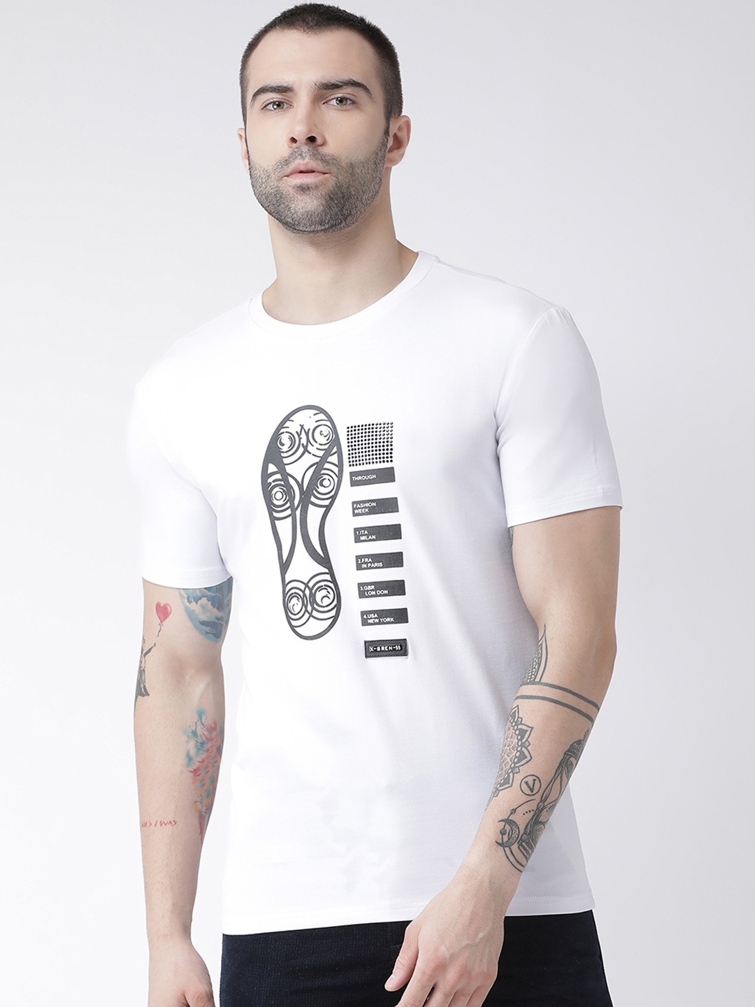 

Rex Straut Jeans Men White Printed Round Neck T-shirt