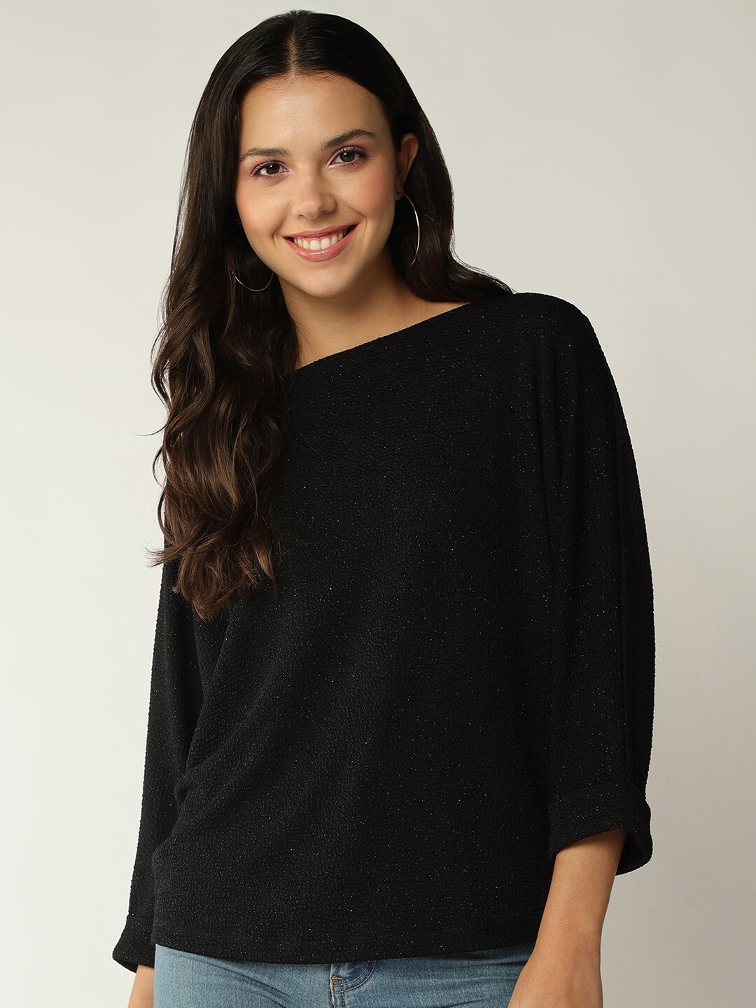 

The Roaster Lifestyle Co. Embellished Boat Neck Top, Black