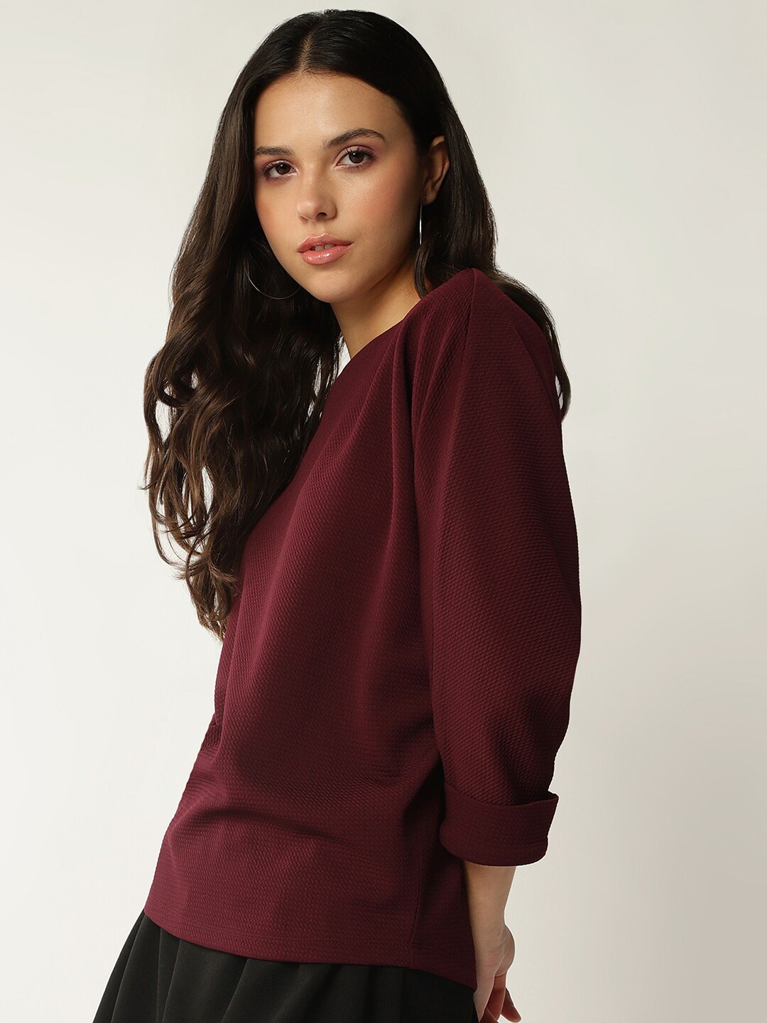 

Roadster Boat Neck Top, Maroon