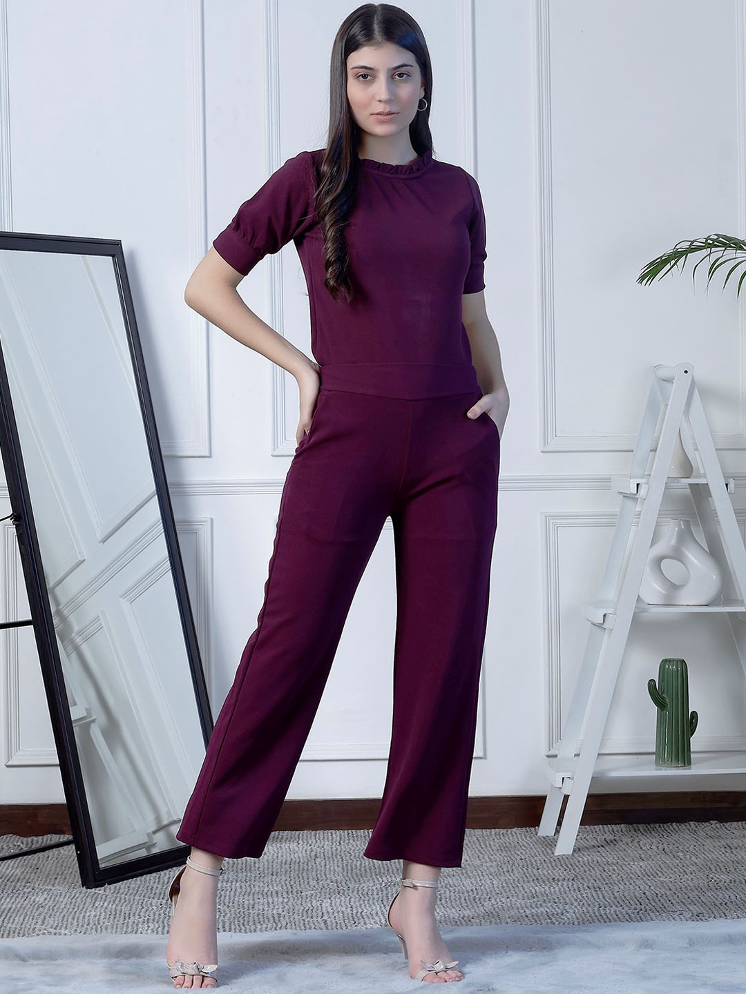 

NEUDIS Round Neck Top & Trouser, Burgundy