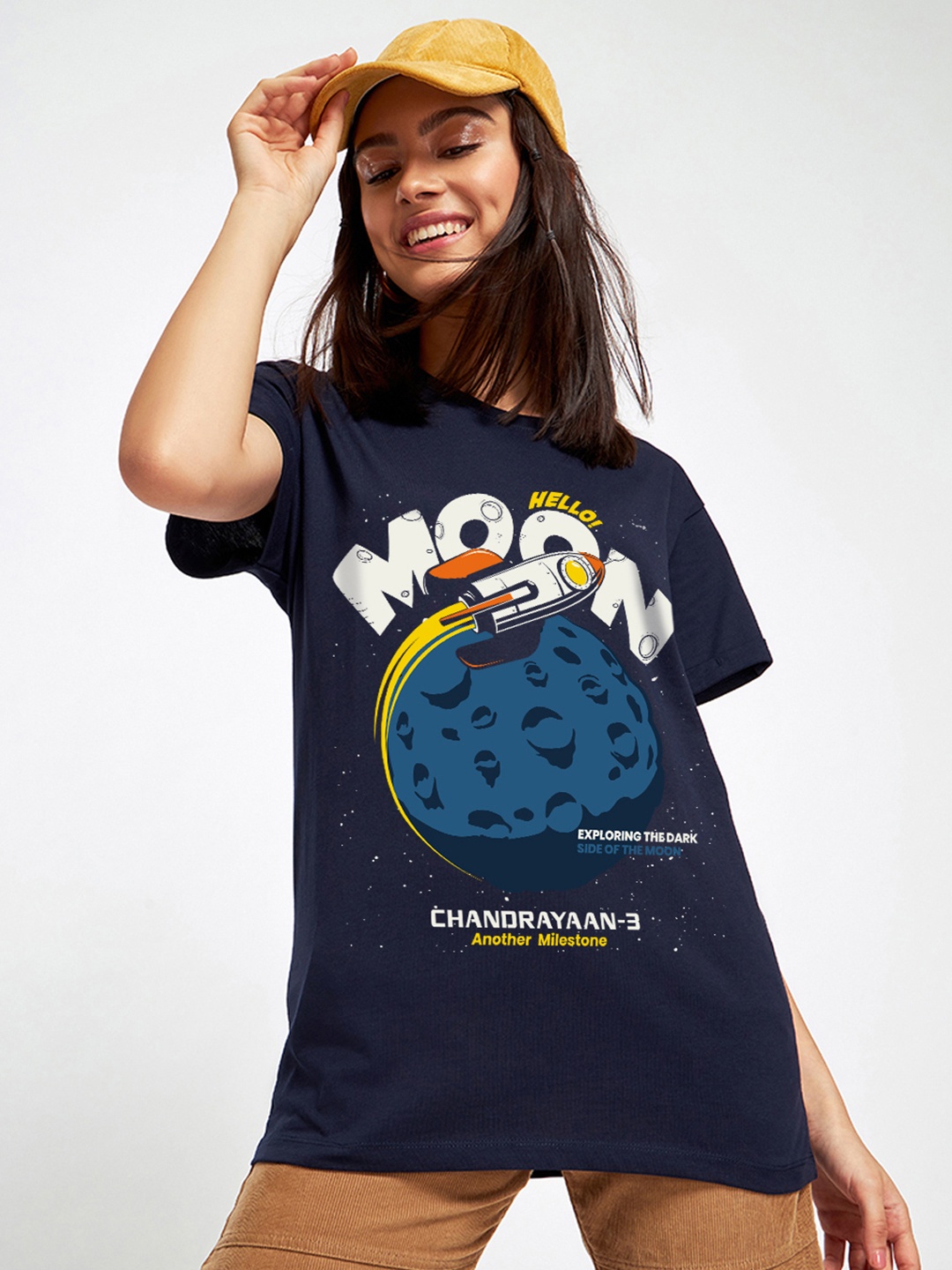 

Bewakoof Chandrayaan 3 Printed Pure Cotton T-shirt, Blue