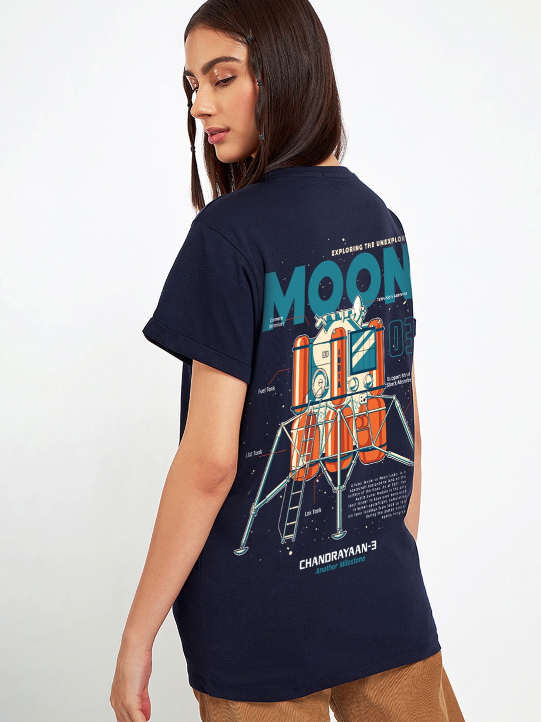 

Bewakoof Chandrayaan 3 Printed Pure Cotton T-shirt, Blue