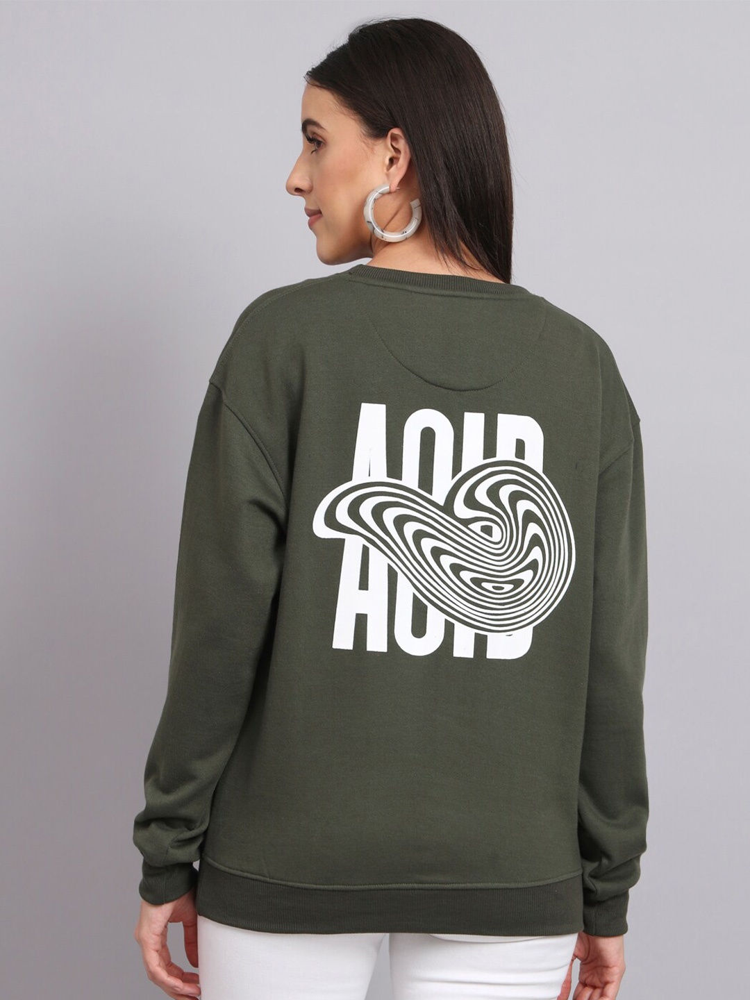 

Obaan Typography Printed Sweatshirt, Olive