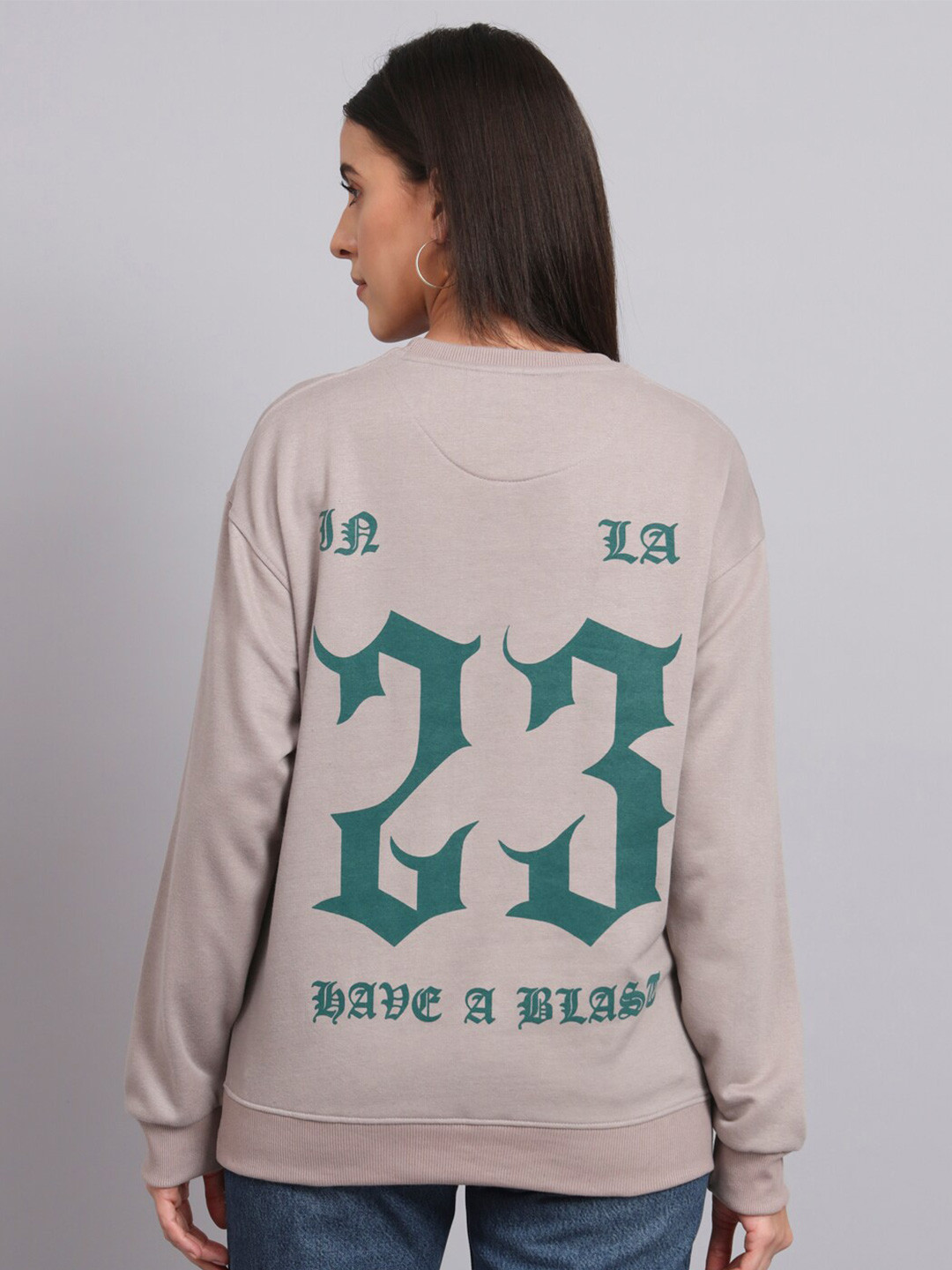 

Obaan Typography Printed Cotton Pullover, Grey