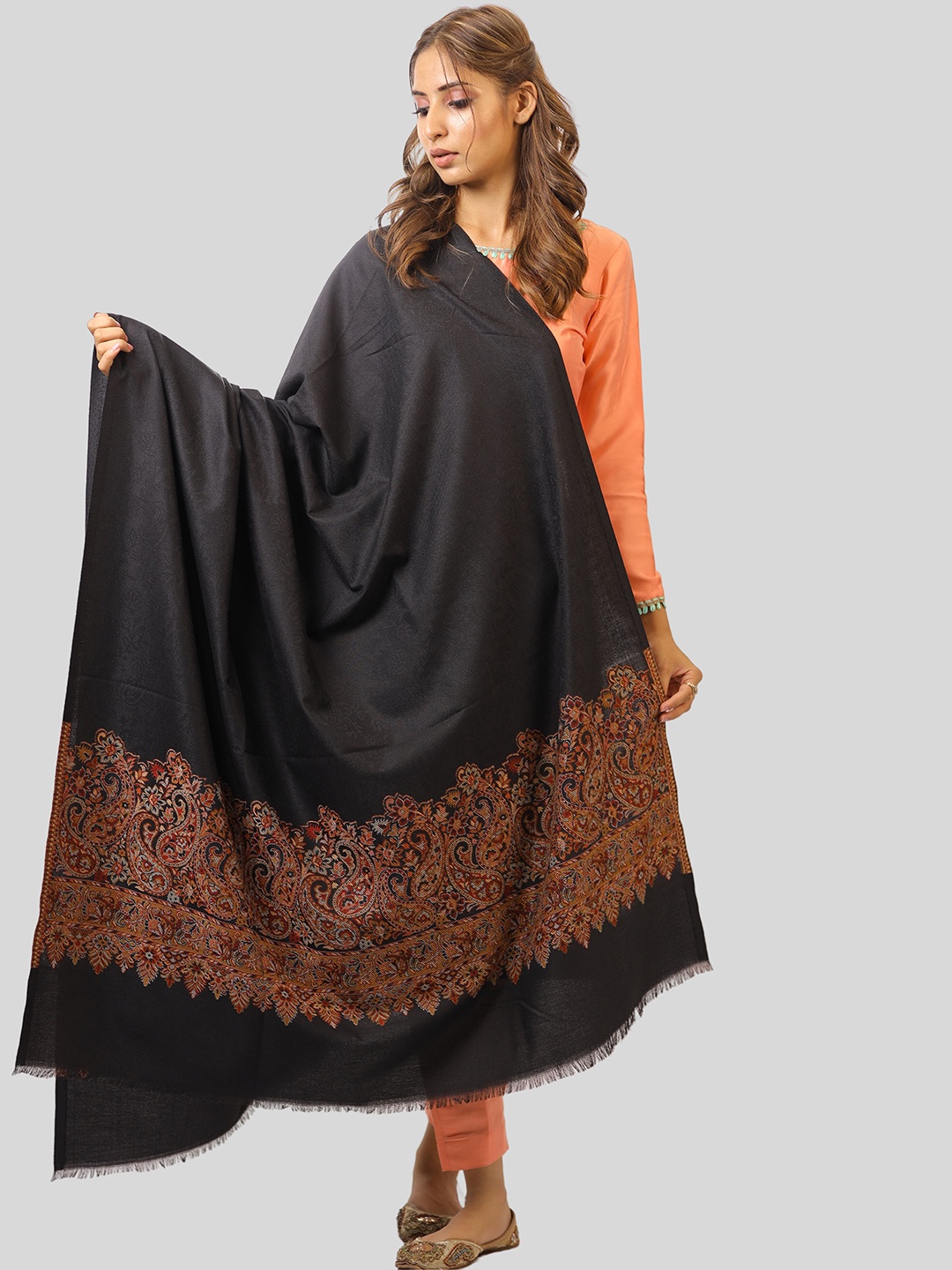 

SWI Stylish Women Woven Design Shawl, Black