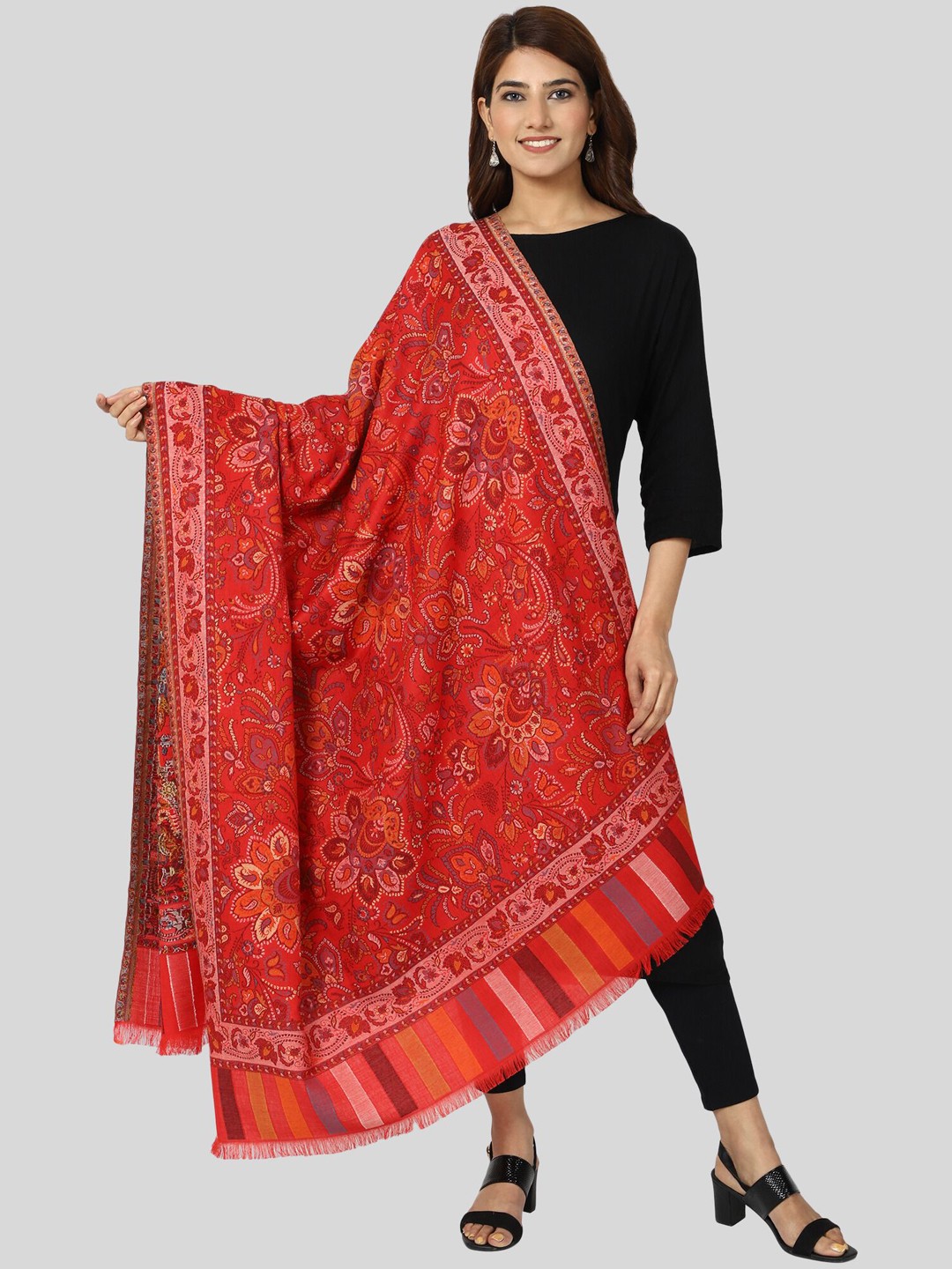 

SWI Stylish Women Woven Design Shawl, Red
