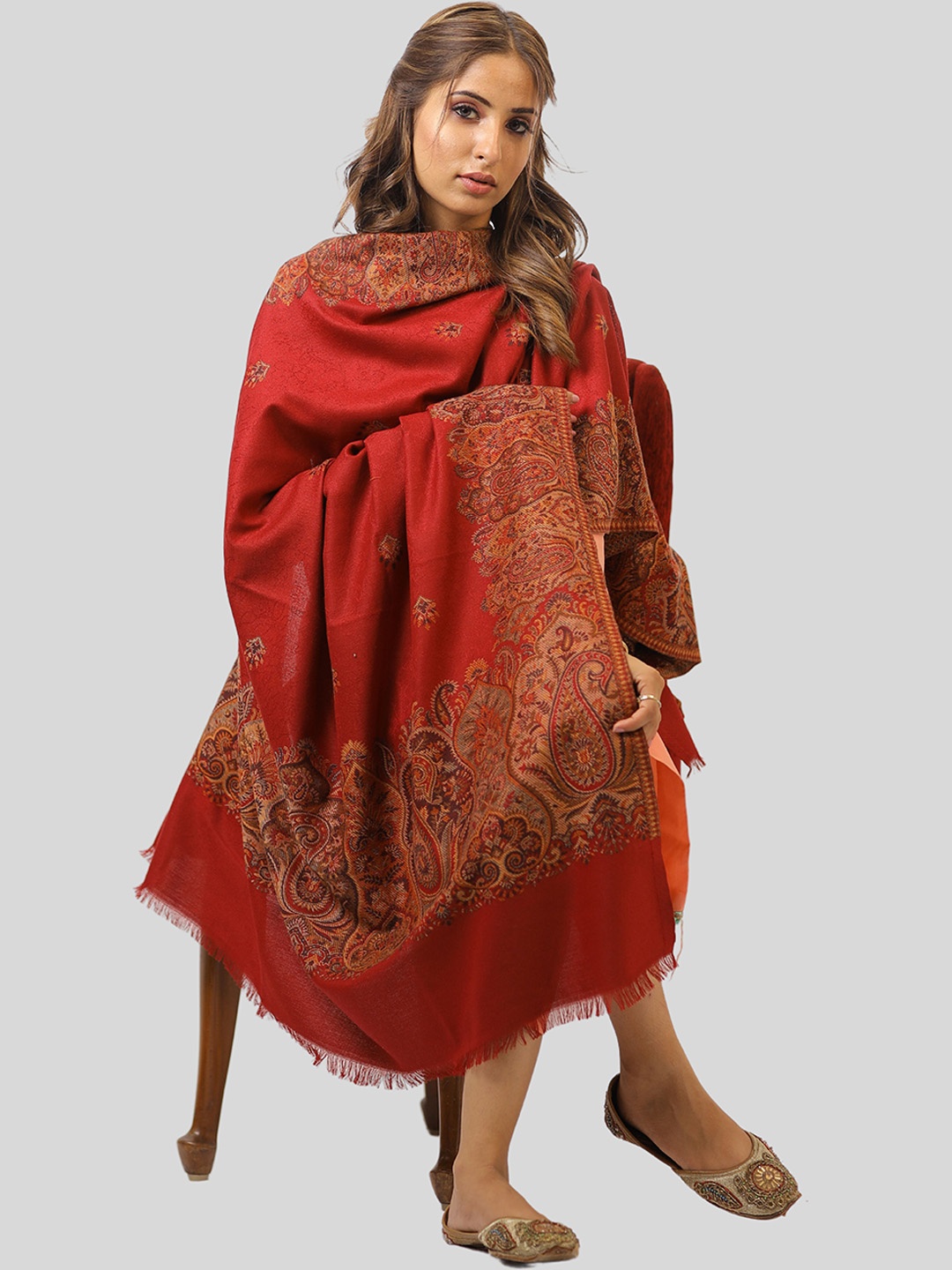 

SWI Stylish Women Woven Design Shawl, Maroon