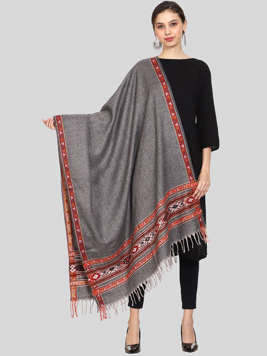 

SWI Stylish Paisley Woven Design Shawl, Grey